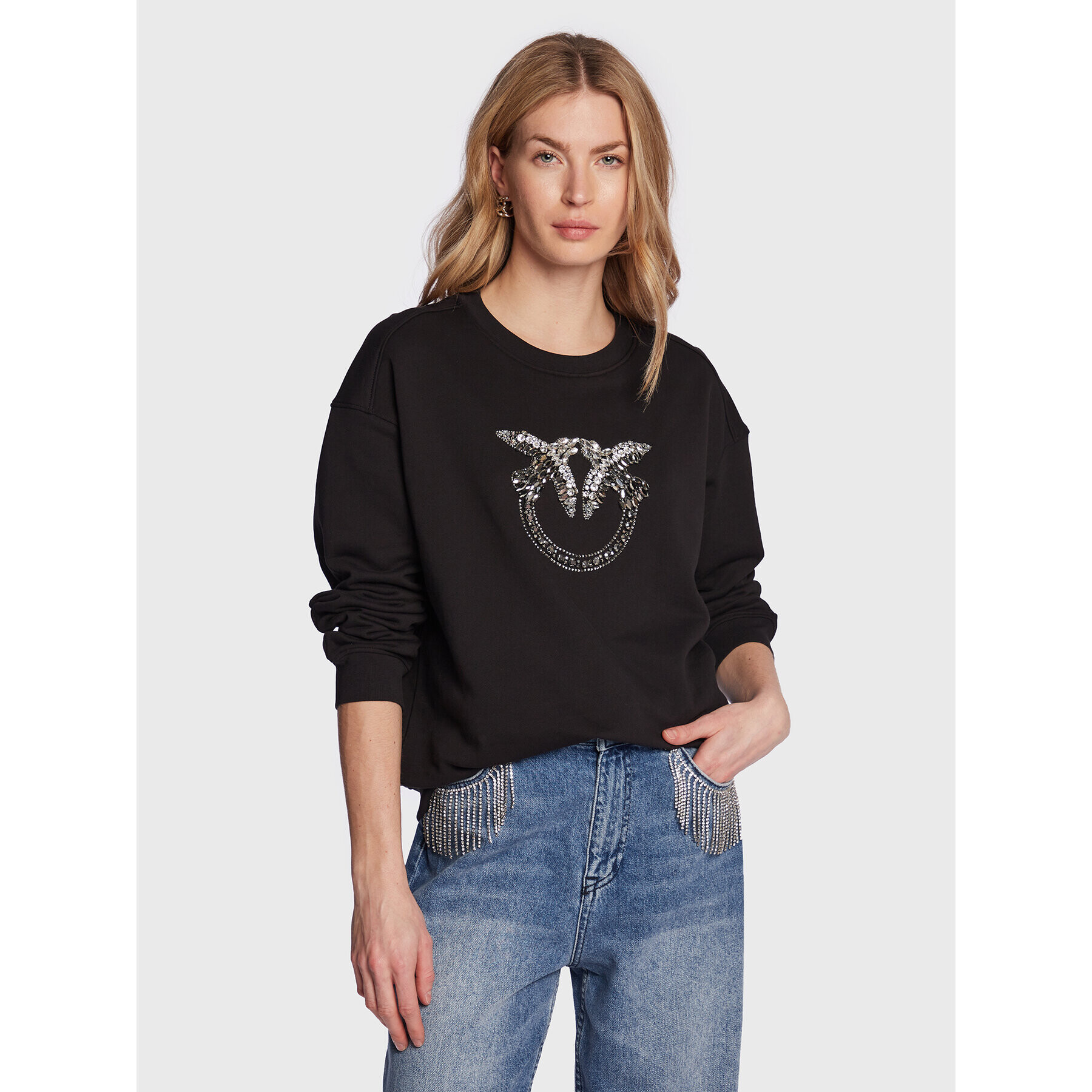 Pinko Суитшърт 100534 A0M9 Черен Relaxed Fit - Pepit.bg