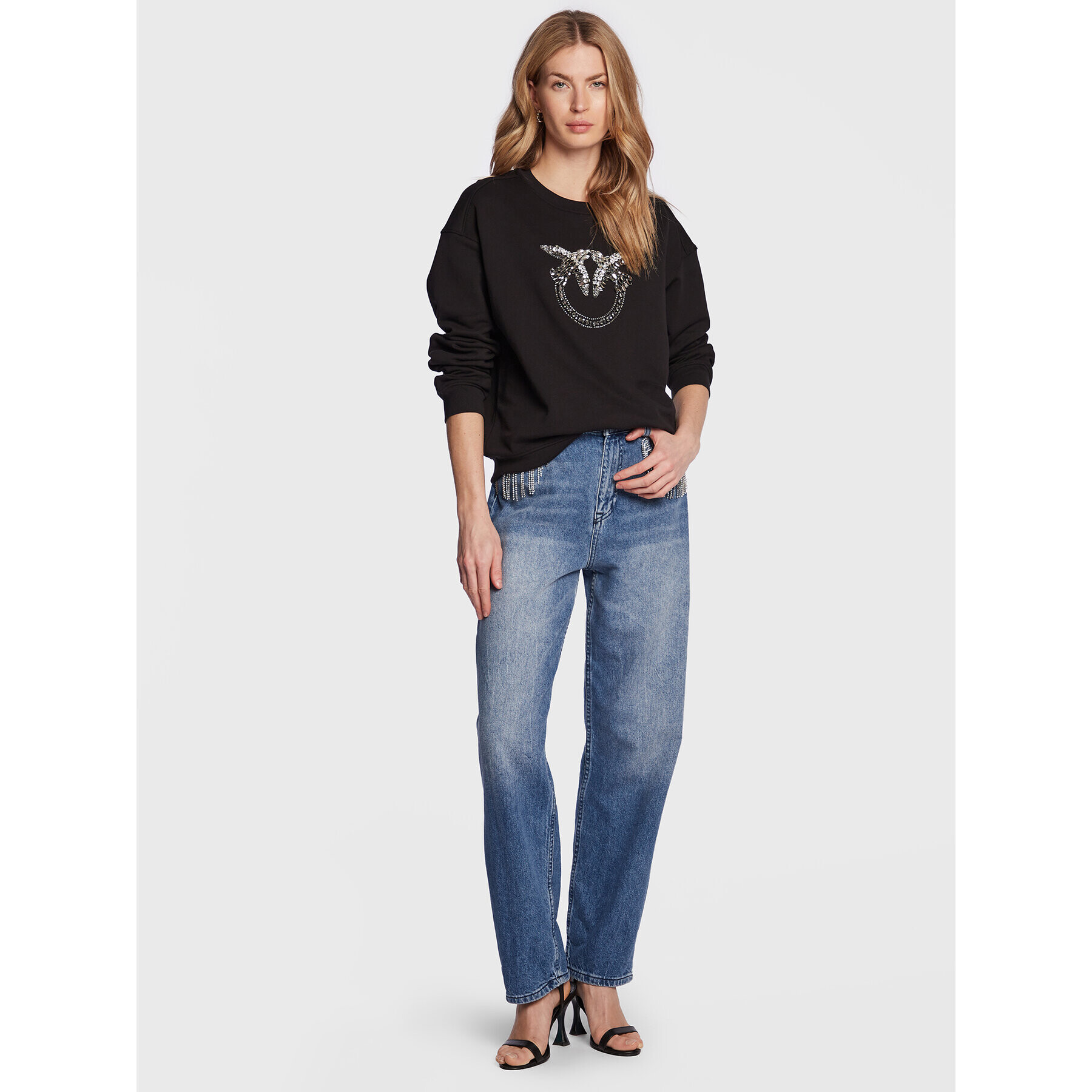 Pinko Суитшърт 100534 A0M9 Черен Relaxed Fit - Pepit.bg