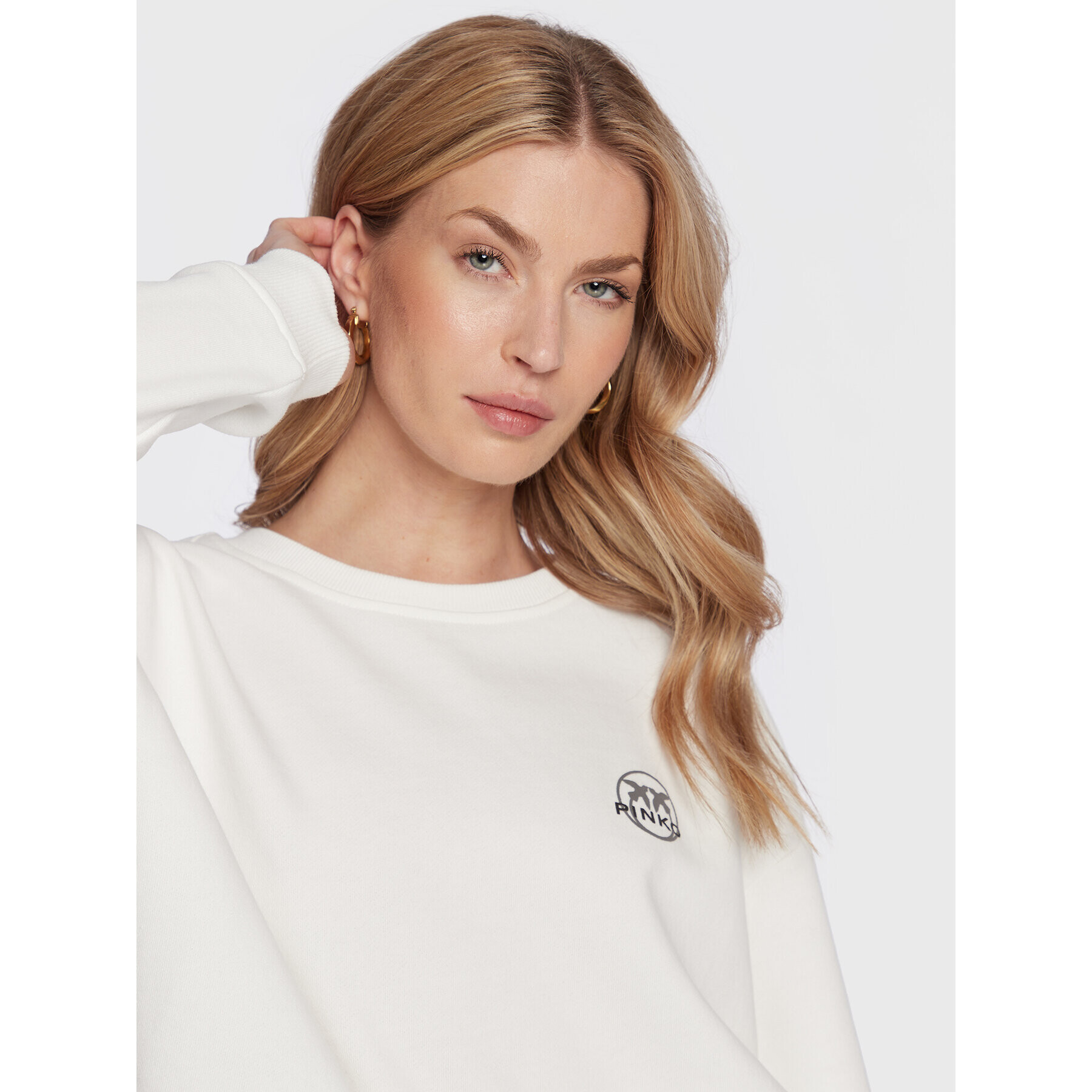 Pinko Суитшърт Motivato 100352 A0KN Бял Regular Fit - Pepit.bg