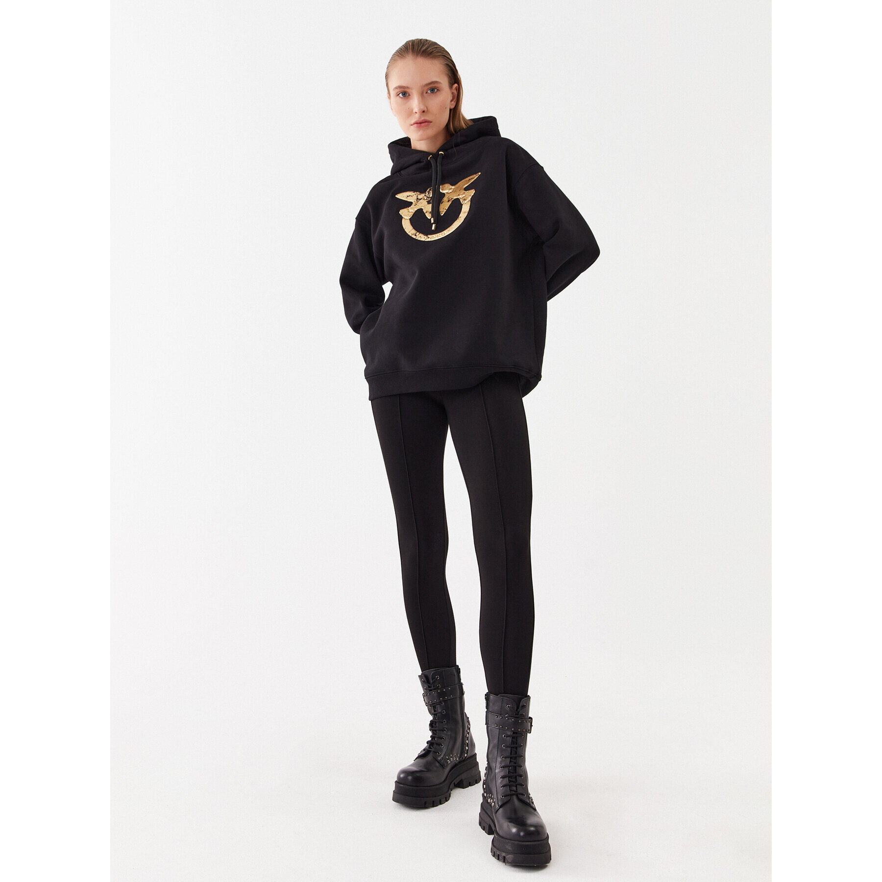 Pinko Суитшърт Skype 101685 A12V Черен Relaxed Fit - Pepit.bg