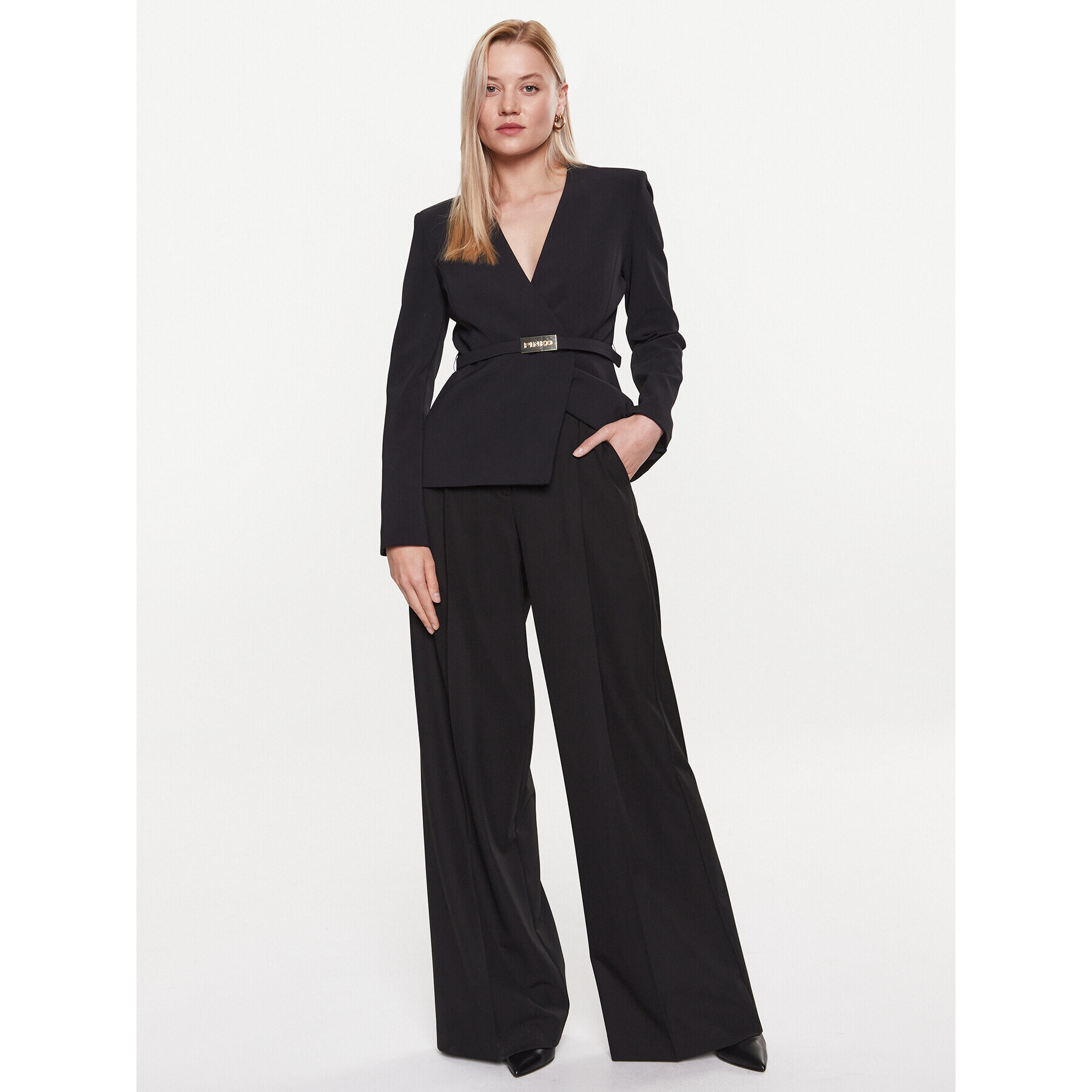 Pinko Текстилни панталони 100157 A0HO Черен Relaxed Fit - Pepit.bg