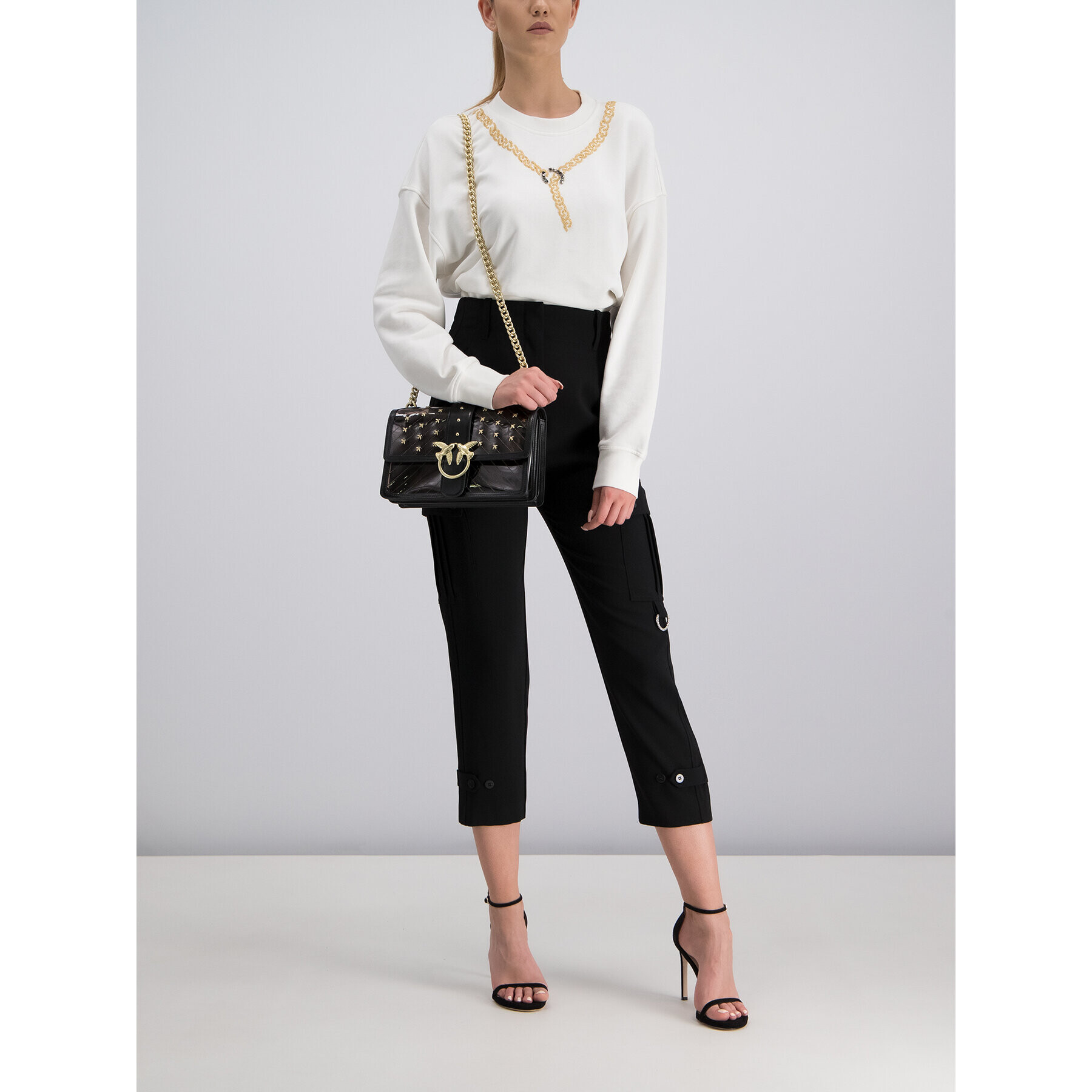 Pinko Текстилни панталони 20192 PBK2 1B144F 4575 Черен Regular Fit - Pepit.bg