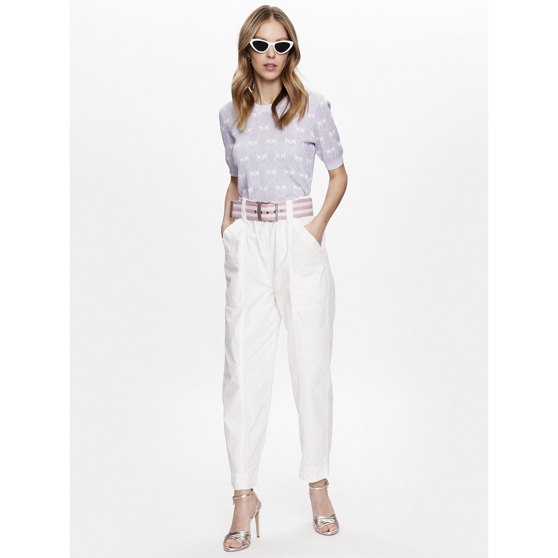 Pinko Текстилни панталони Rigore 100685 A0I4 Бял Relaxed Fit - Pepit.bg