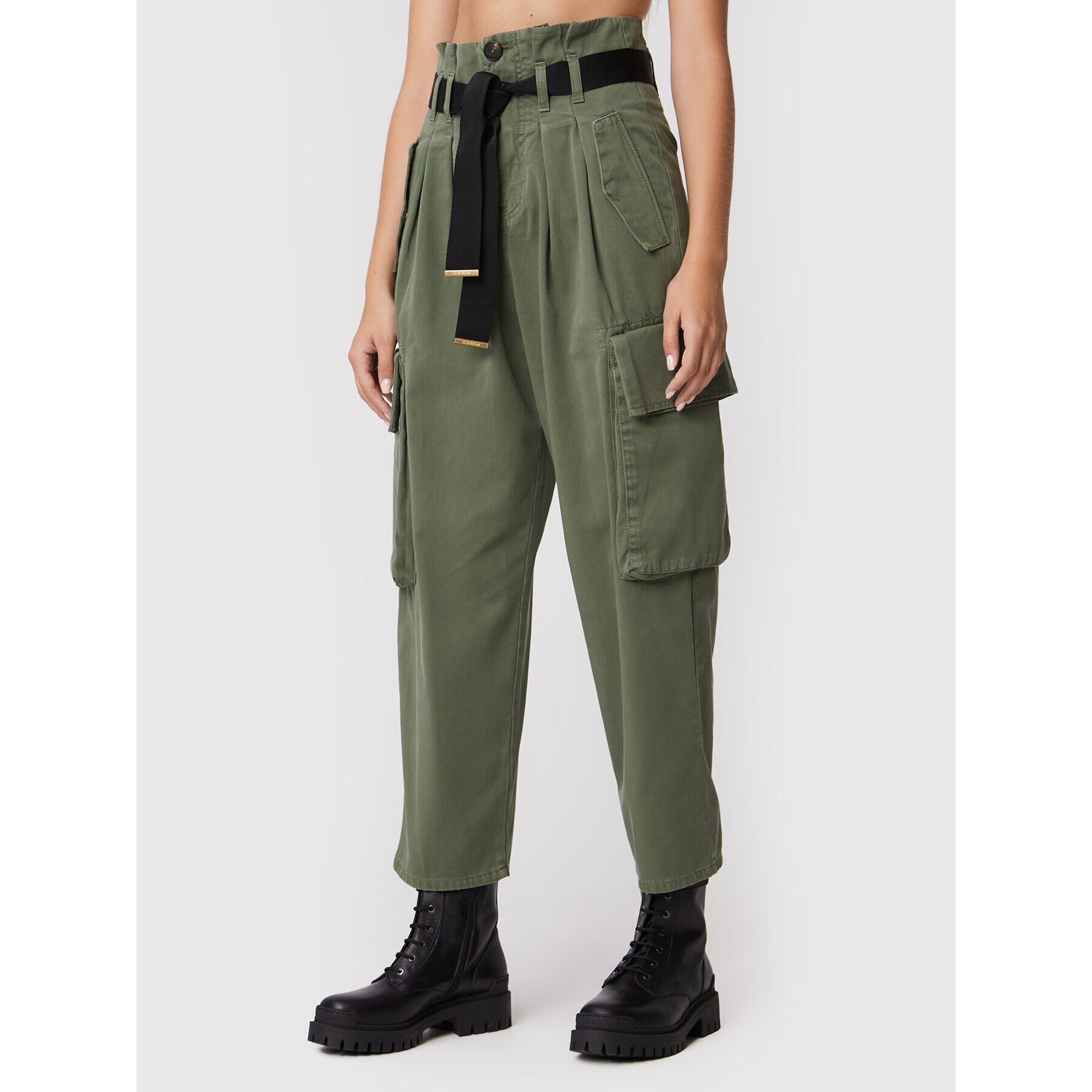 Pinko Текстилни панталони Ronfare 1J1122 A0D5 Зелен Oversize - Pepit.bg