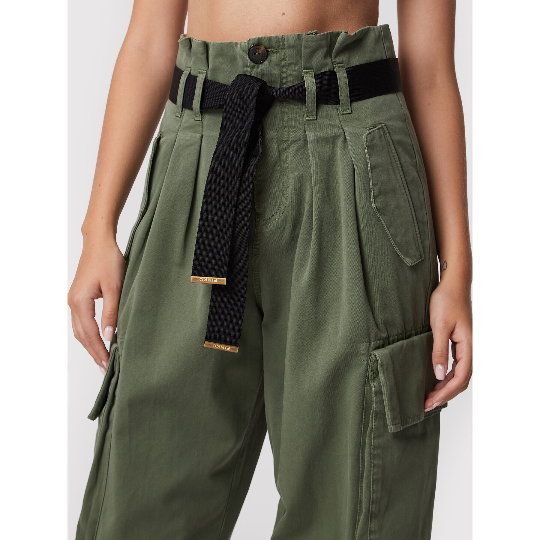 Pinko Текстилни панталони Ronfare 1J1122 A0D5 Зелен Oversize - Pepit.bg