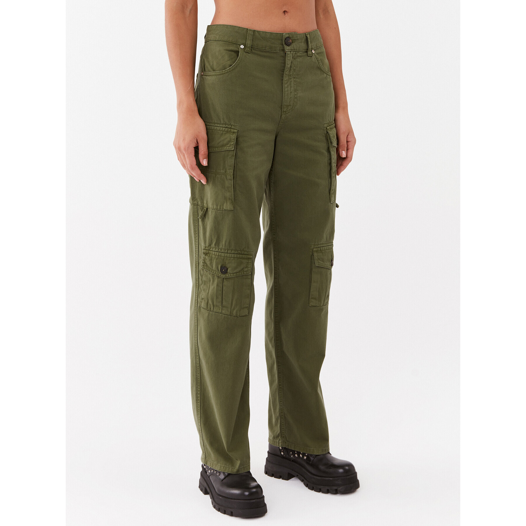 Pinko Текстилни панталони Variable 101986 A0D5 Зелен Relaxed Fit - Pepit.bg
