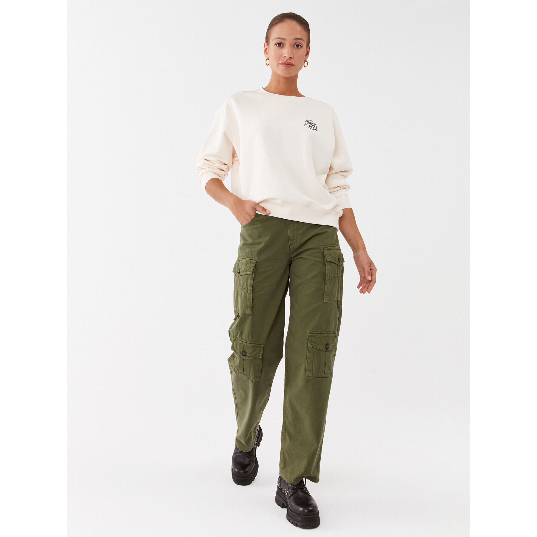 Pinko Текстилни панталони Variable 101986 A0D5 Зелен Relaxed Fit - Pepit.bg