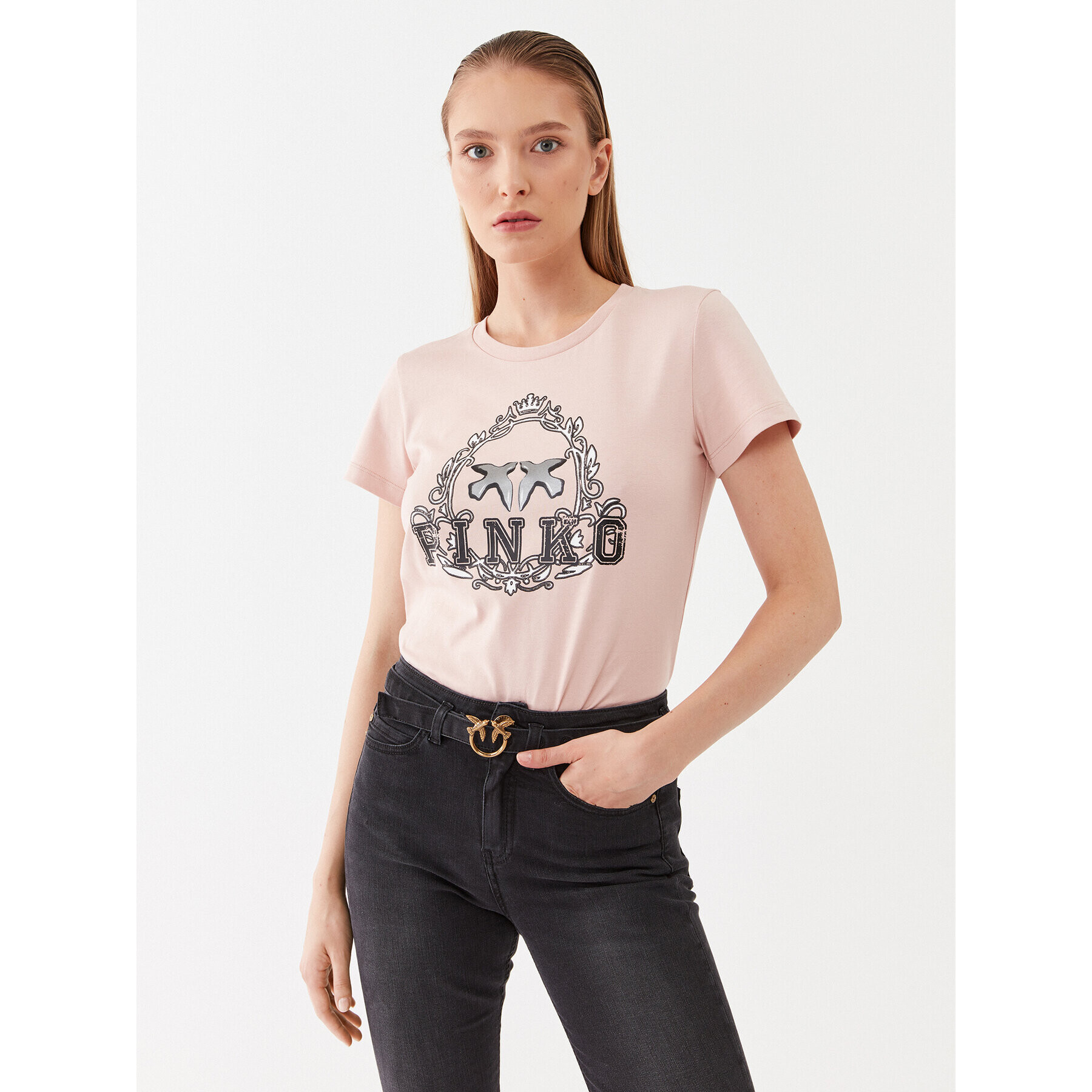 Pinko Тишърт 100355 A13O Розов Regular Fit - Pepit.bg