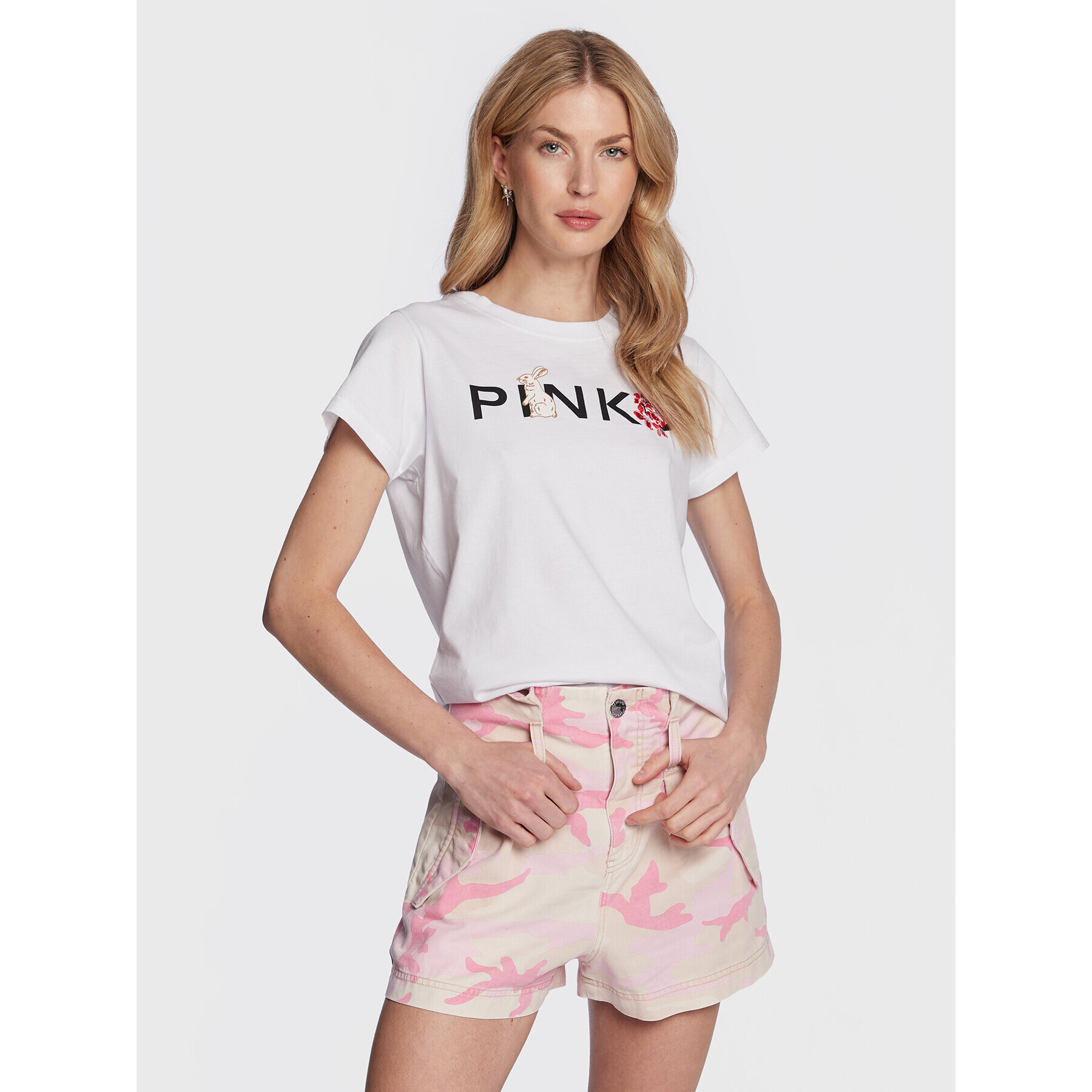Pinko Тишърт 100373 A0UN Бял Regular Fit - Pepit.bg