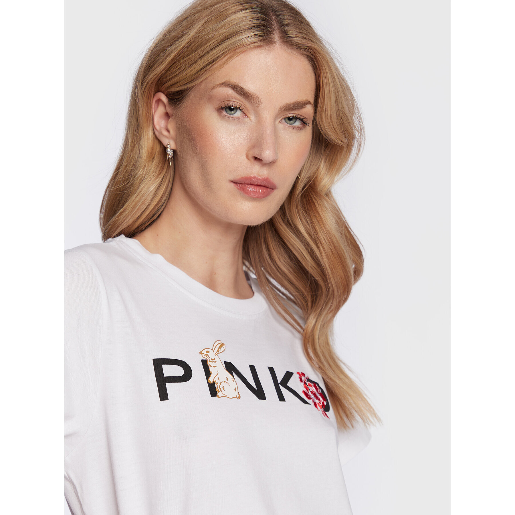 Pinko Тишърт 100373 A0UN Бял Regular Fit - Pepit.bg