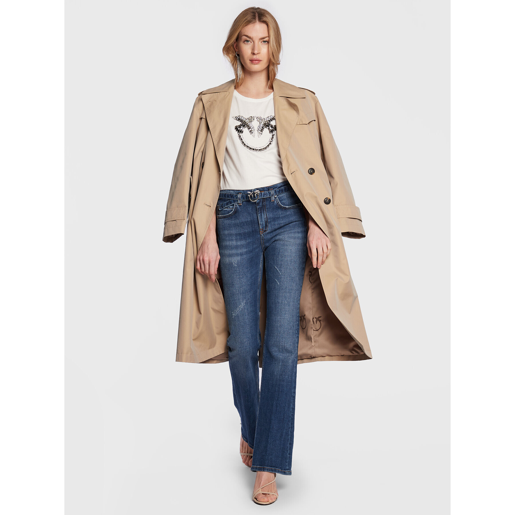 Pinko Тишърт 100535 A0MA Бял Regular Fit - Pepit.bg