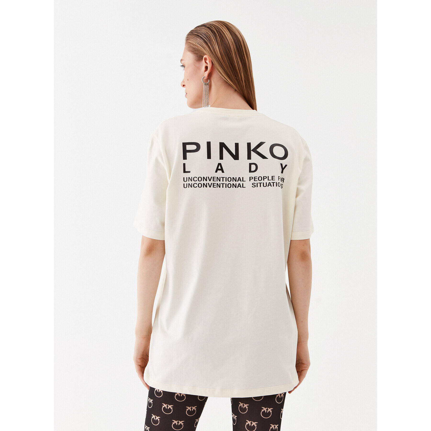 Pinko Тишърт 101704 A13K Екрю Relaxed Fit - Pepit.bg