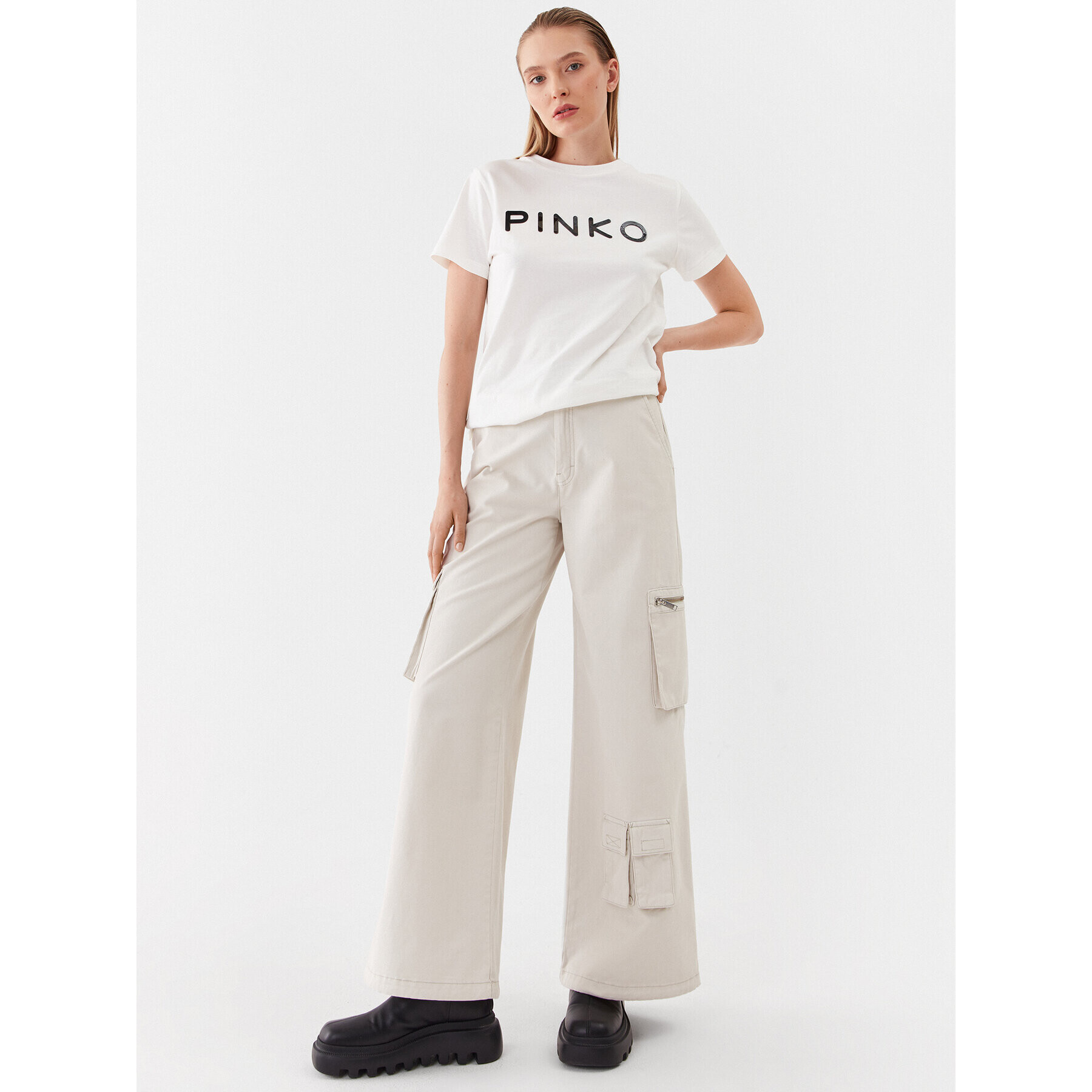 Pinko Тишърт 101752 A150 Бял Regular Fit - Pepit.bg