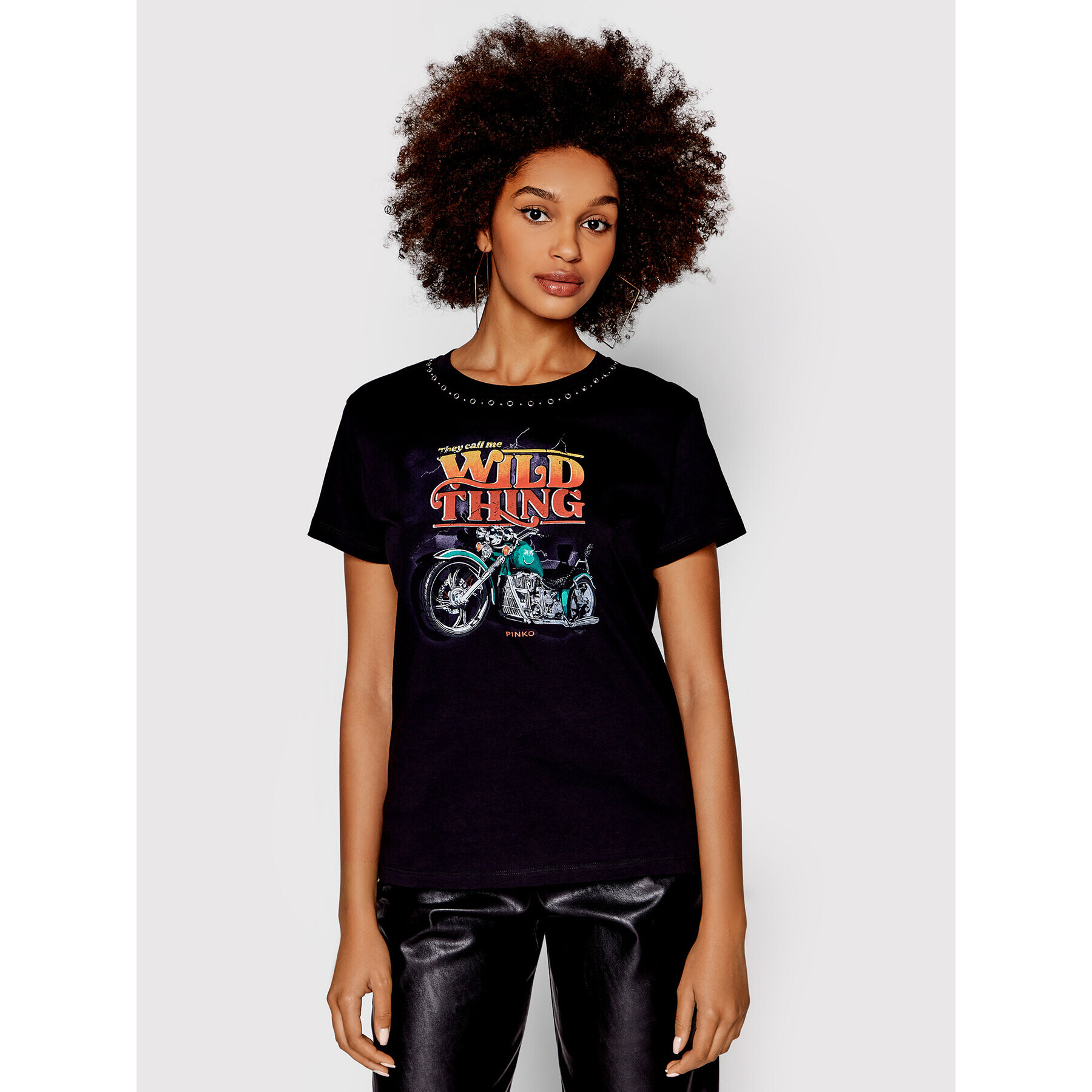 Pinko Тишърт 1N13EQ Y5QB Черен Regular Fit - Pepit.bg