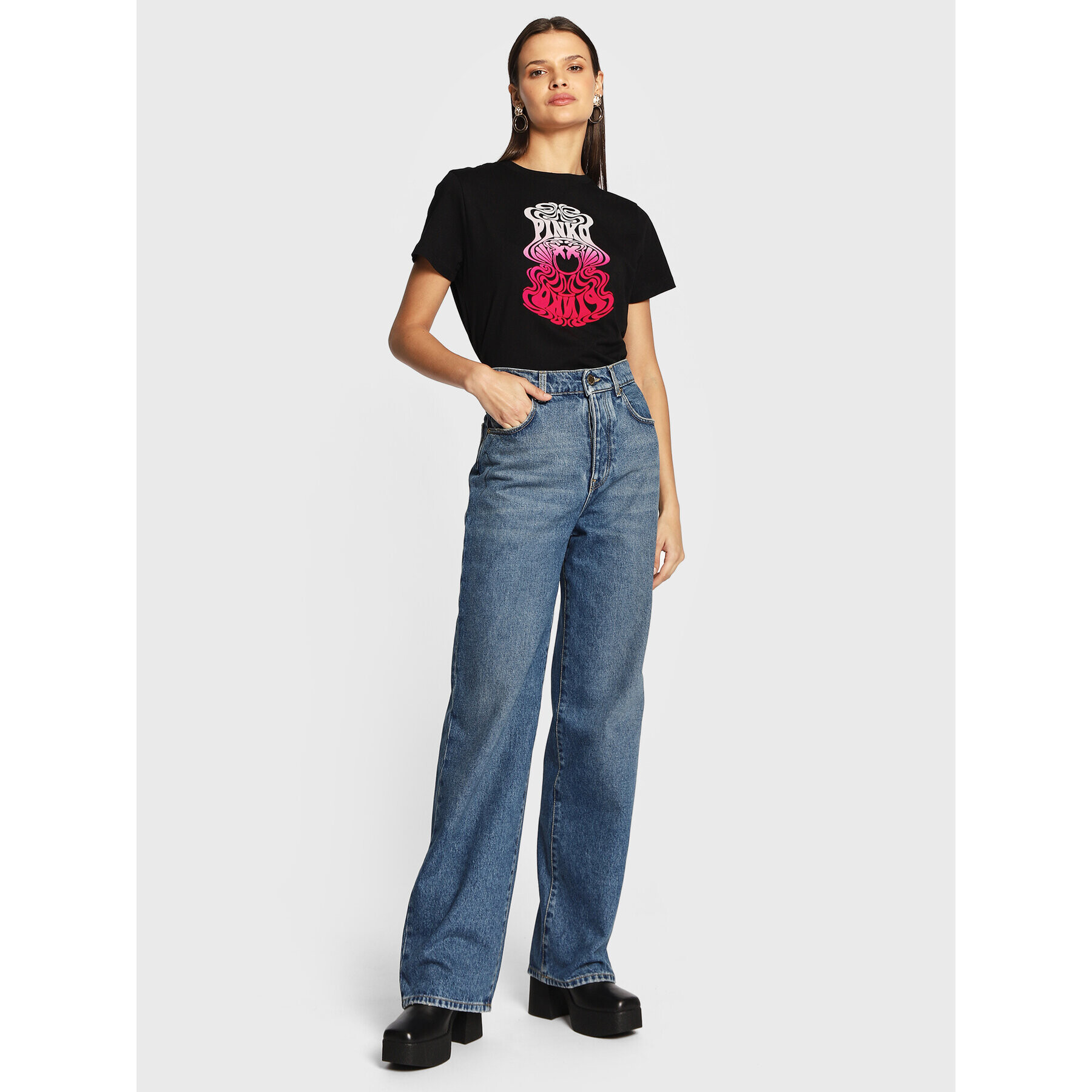 Pinko Тишърт Acquasparta 4 1G186Z Y6K7 Черен Regular Fit - Pepit.bg