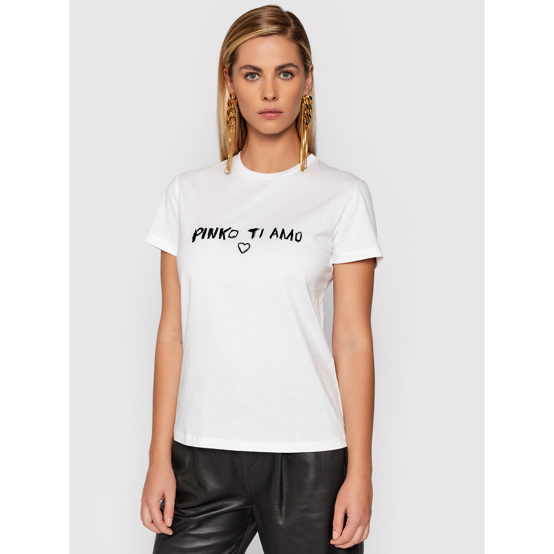 Pinko Тишърт Arnold 1G16JD Y4LX Бял Regular Fit - Pepit.bg