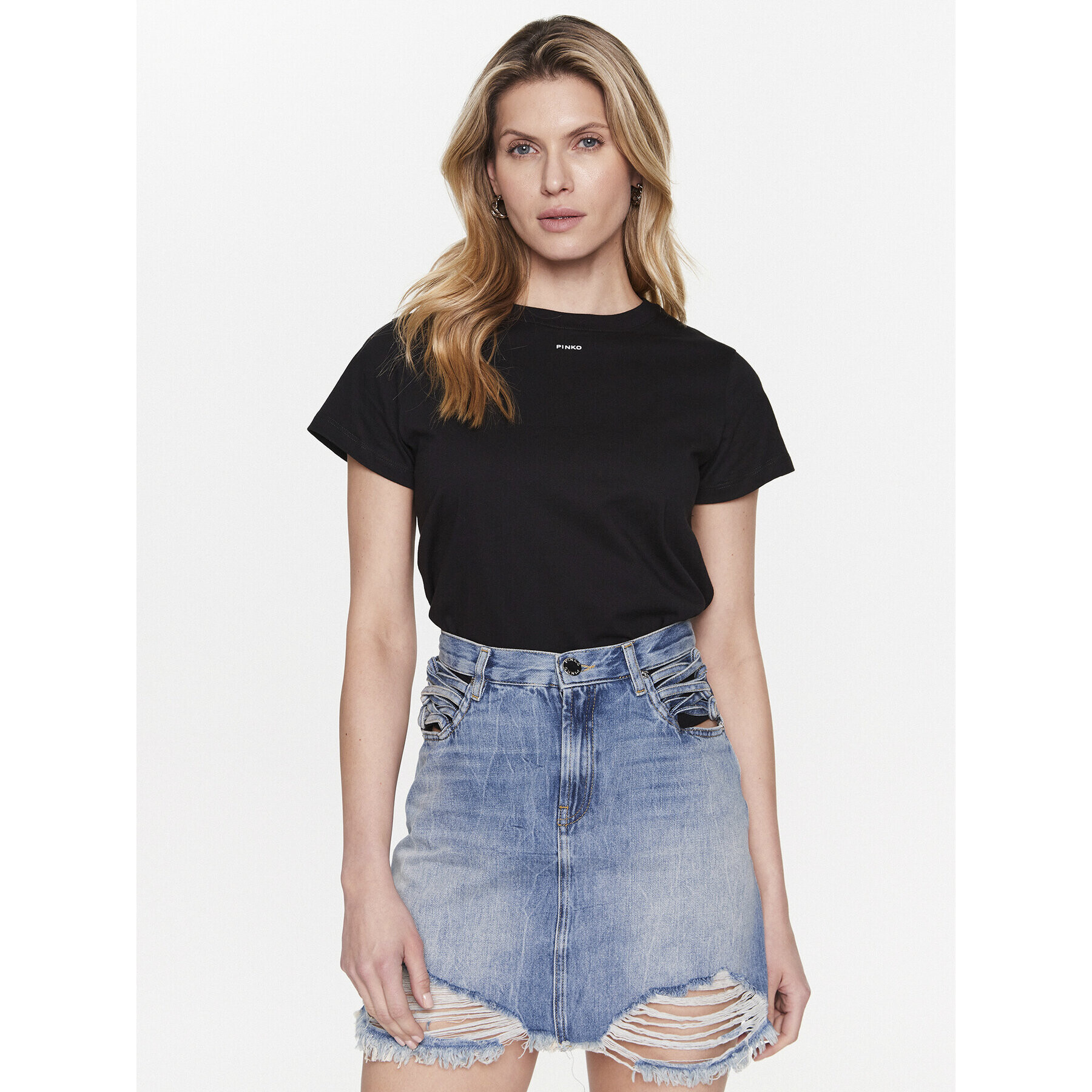 Pinko Тишърт Basico 100373 A0KP Черен Regular Fit - Pepit.bg