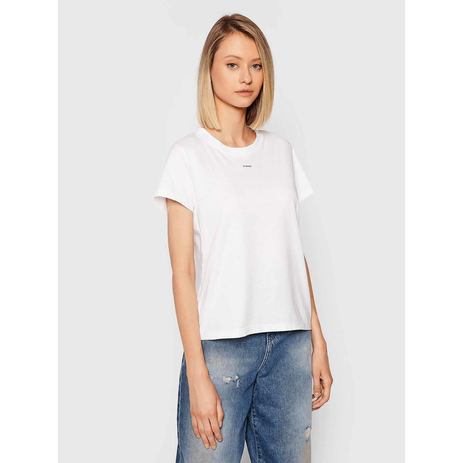 Pinko Тишърт Basico 1G16J8 Y79S Бял Regular Fit - Pepit.bg