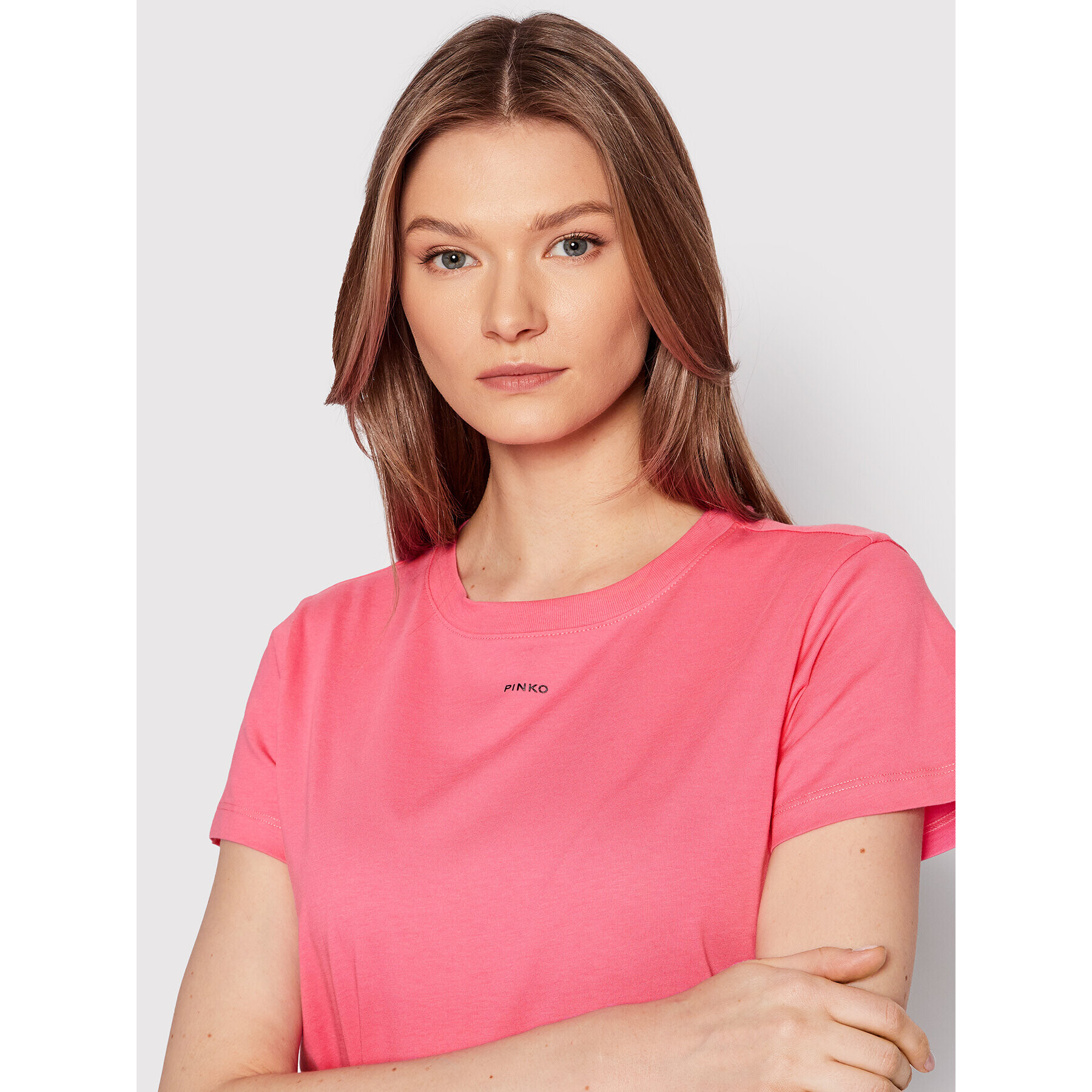 Pinko Тишърт Basico 3 1G173G Y7XK Розов Regular Fit - Pepit.bg