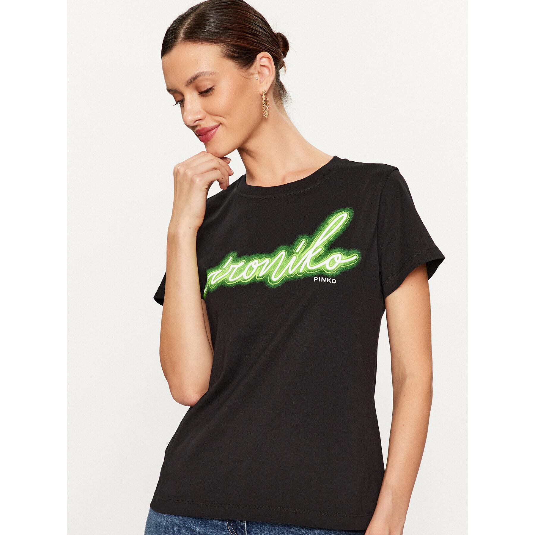 Pinko Тишърт Bussolotto 100355 A1AY Черен Regular Fit - Pepit.bg