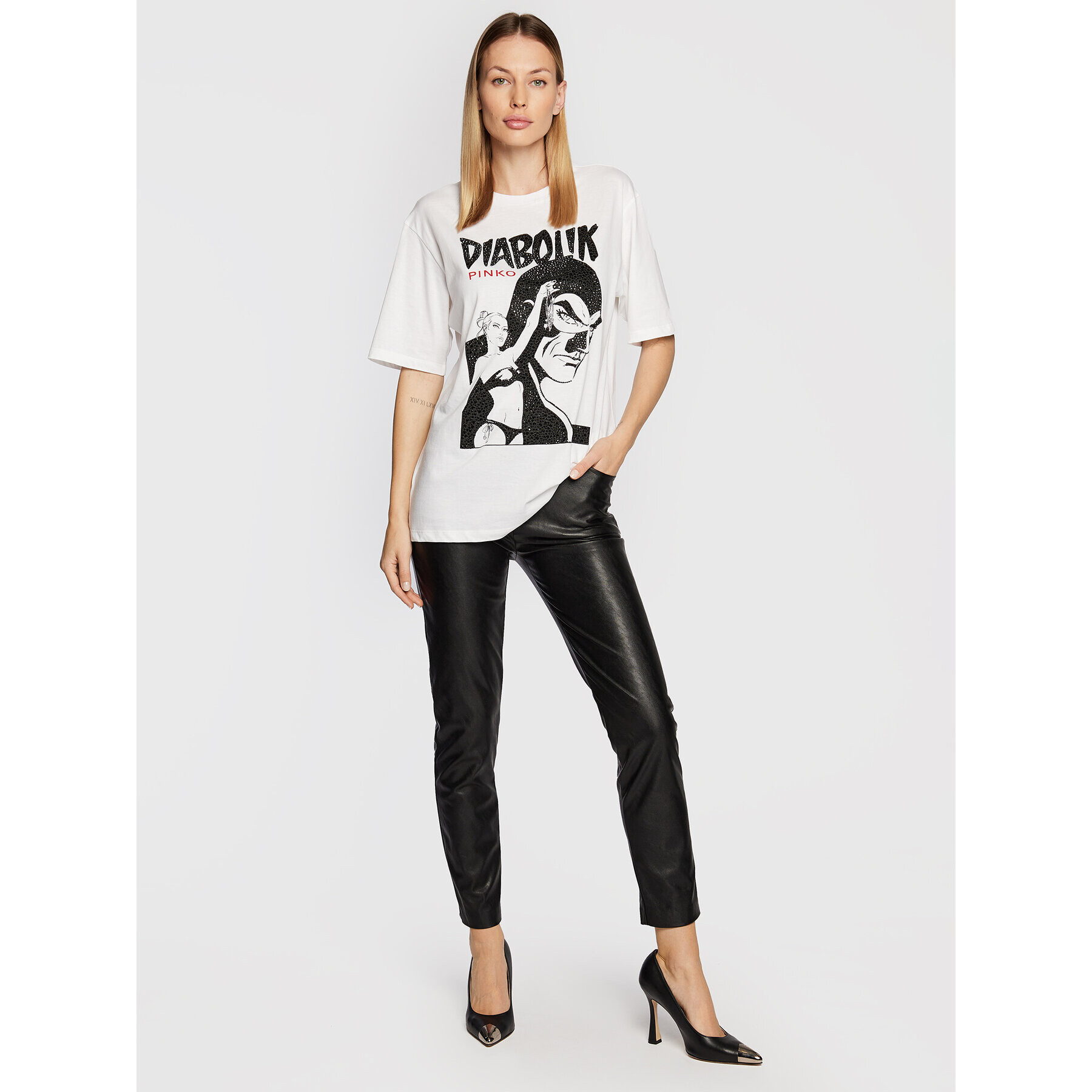 Pinko Тишърт DIABOLIK Fabiola 1L1099 Y5SN Бял Regular Fit - Pepit.bg