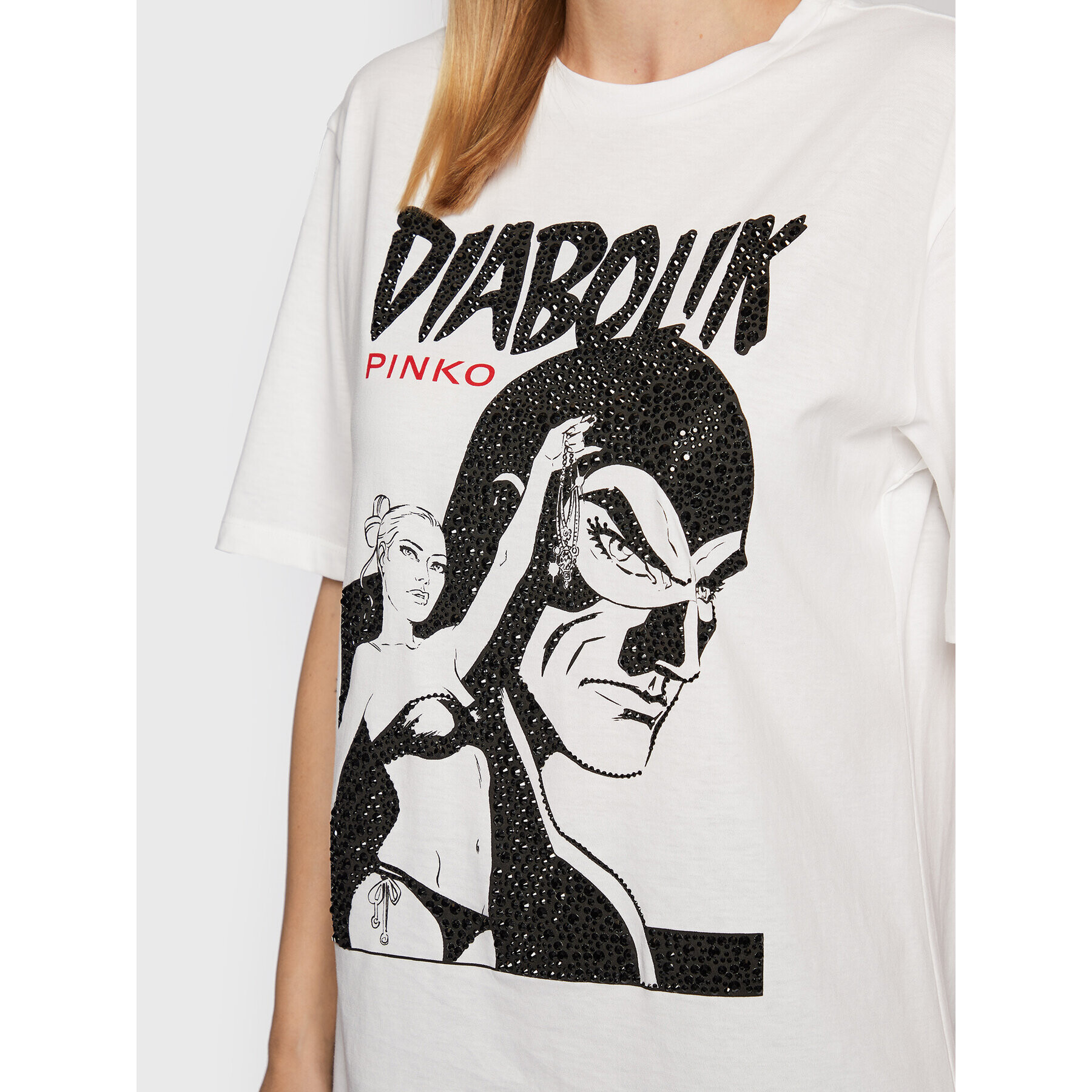 Pinko Тишърт DIABOLIK Fabiola 1L1099 Y5SN Бял Regular Fit - Pepit.bg