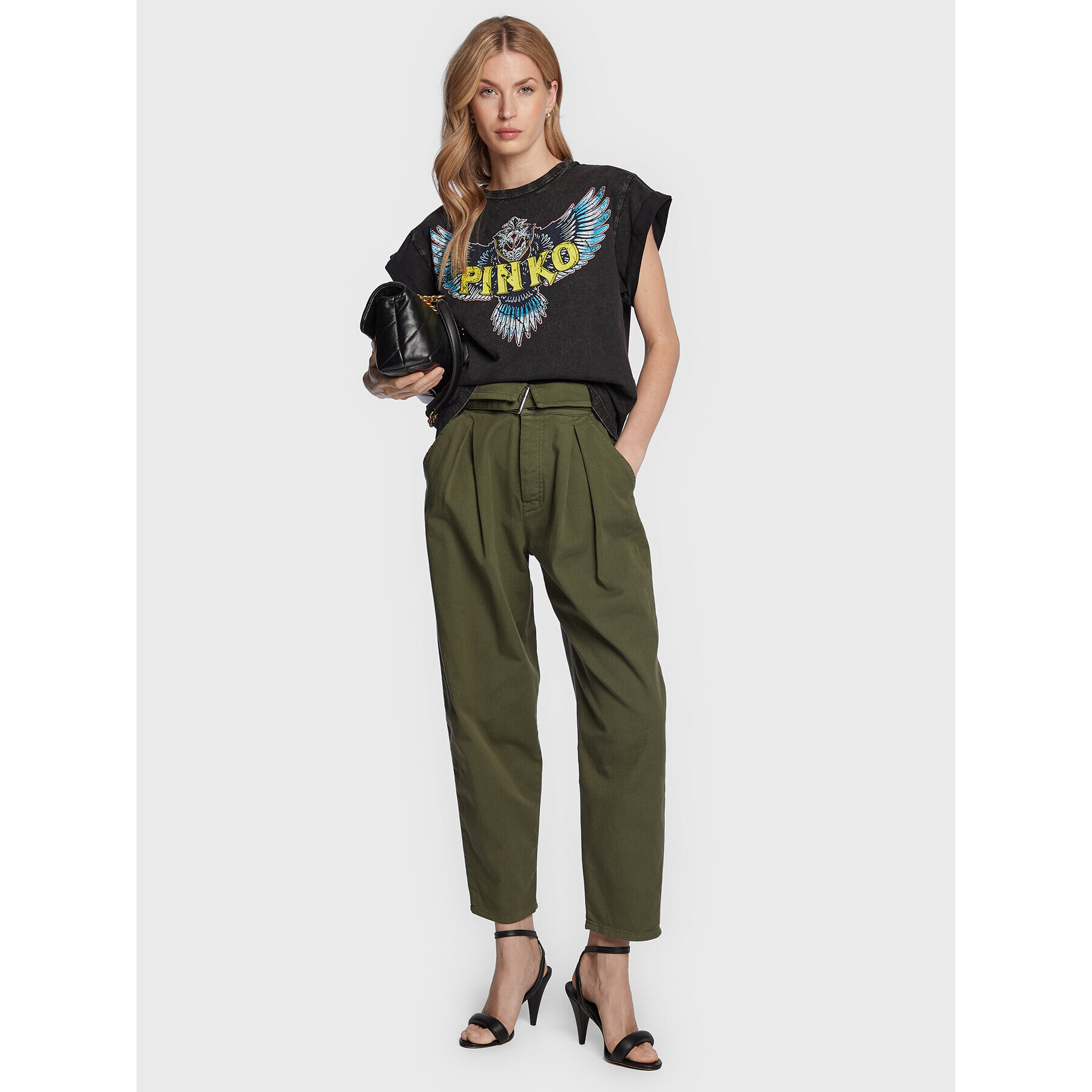 Pinko Тишърт Difensore 100738 A0OP Сив Regular Fit - Pepit.bg