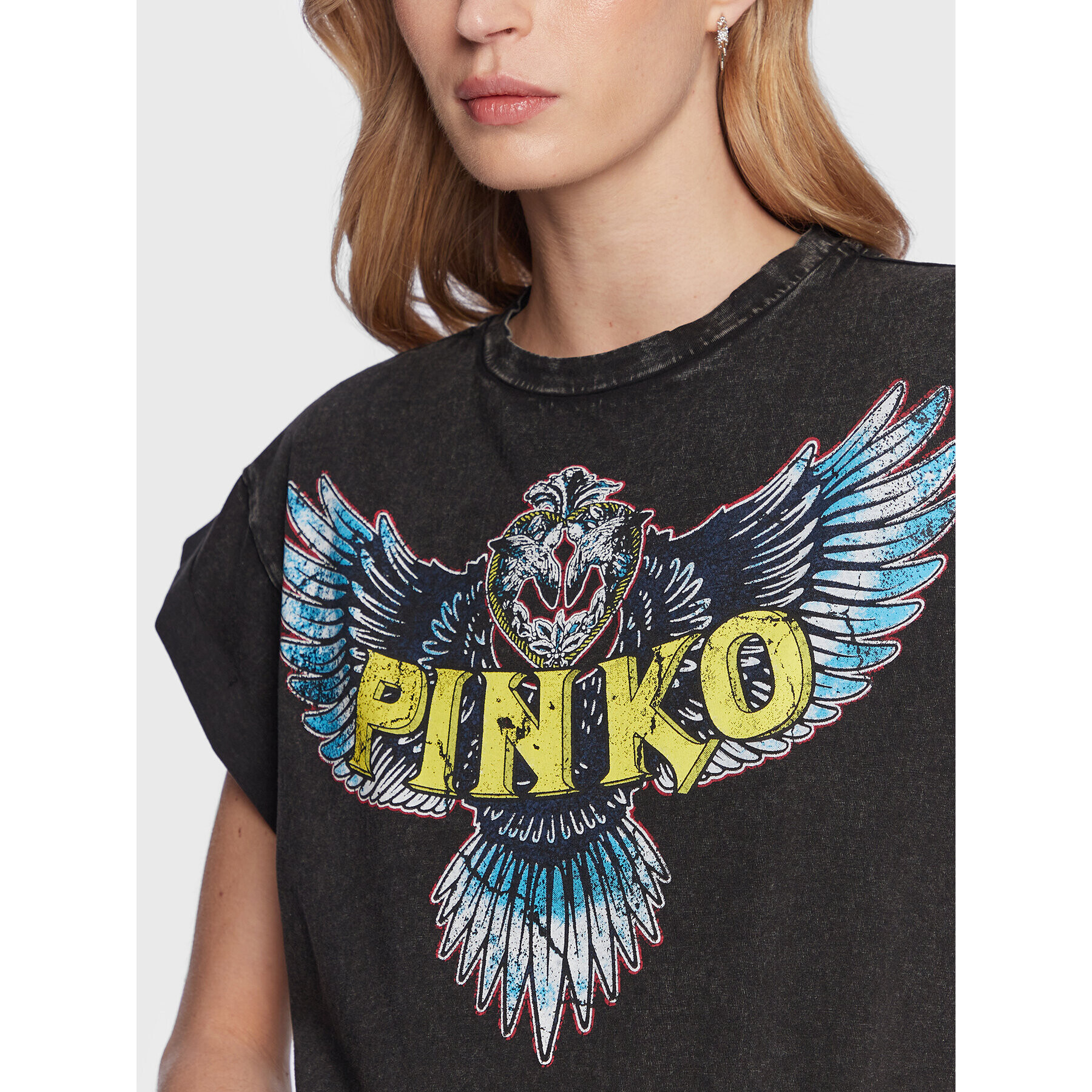 Pinko Тишърт Difensore 100738 A0OP Сив Regular Fit - Pepit.bg
