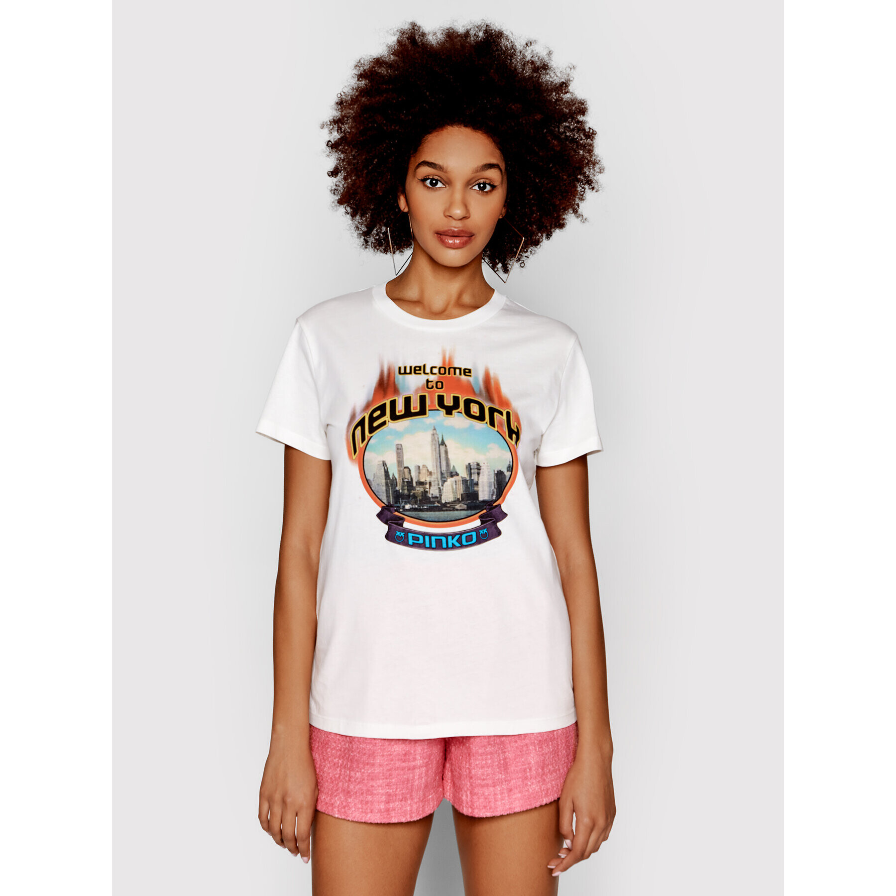 Pinko Тишърт Numana 1N13ES Y5QB Бял Regular Fit - Pepit.bg