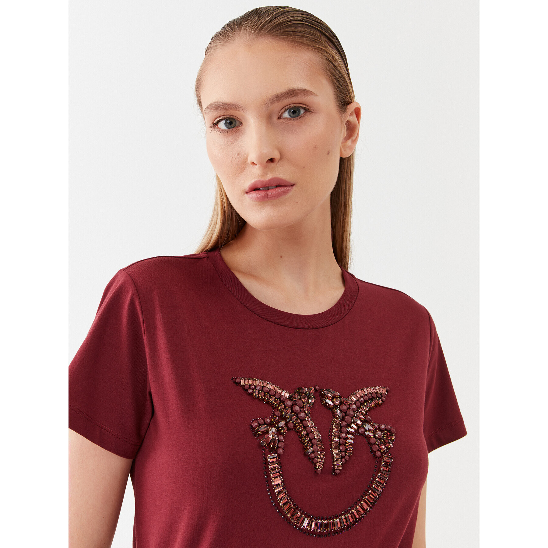 Pinko Тишърт Quentin 100535 A15D Бордо Regular Fit - Pepit.bg