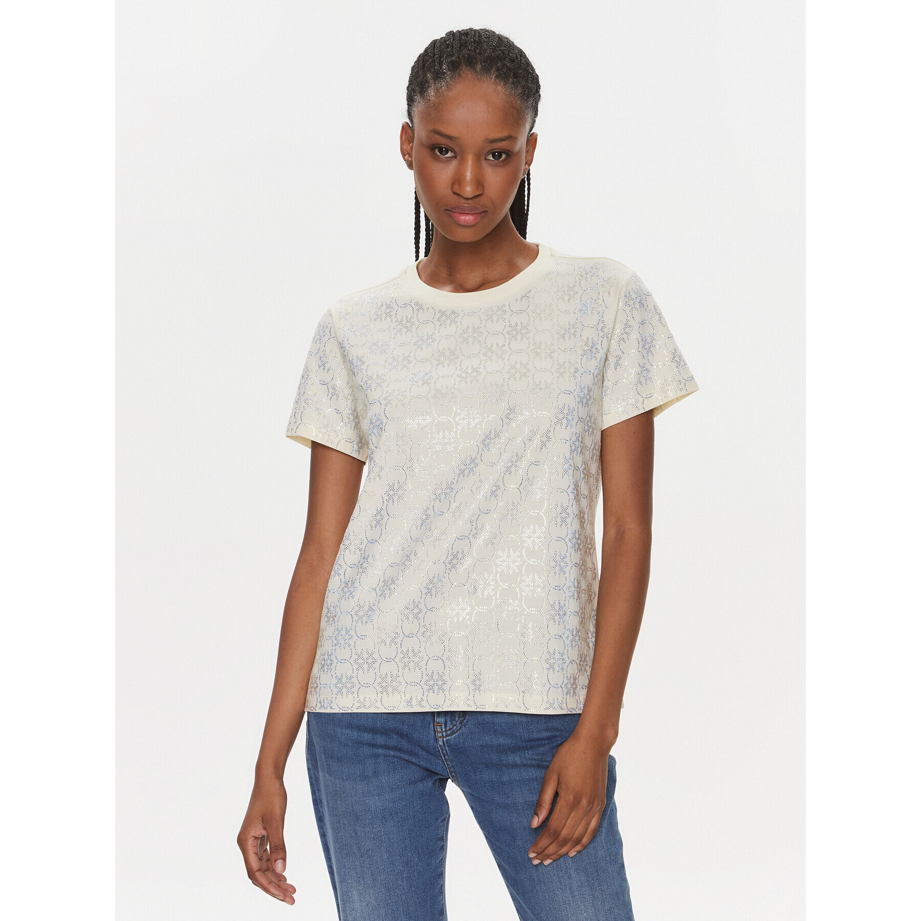 Pinko Тишърт Quentin 100535 A1OS Бежов Regular Fit - Pepit.bg