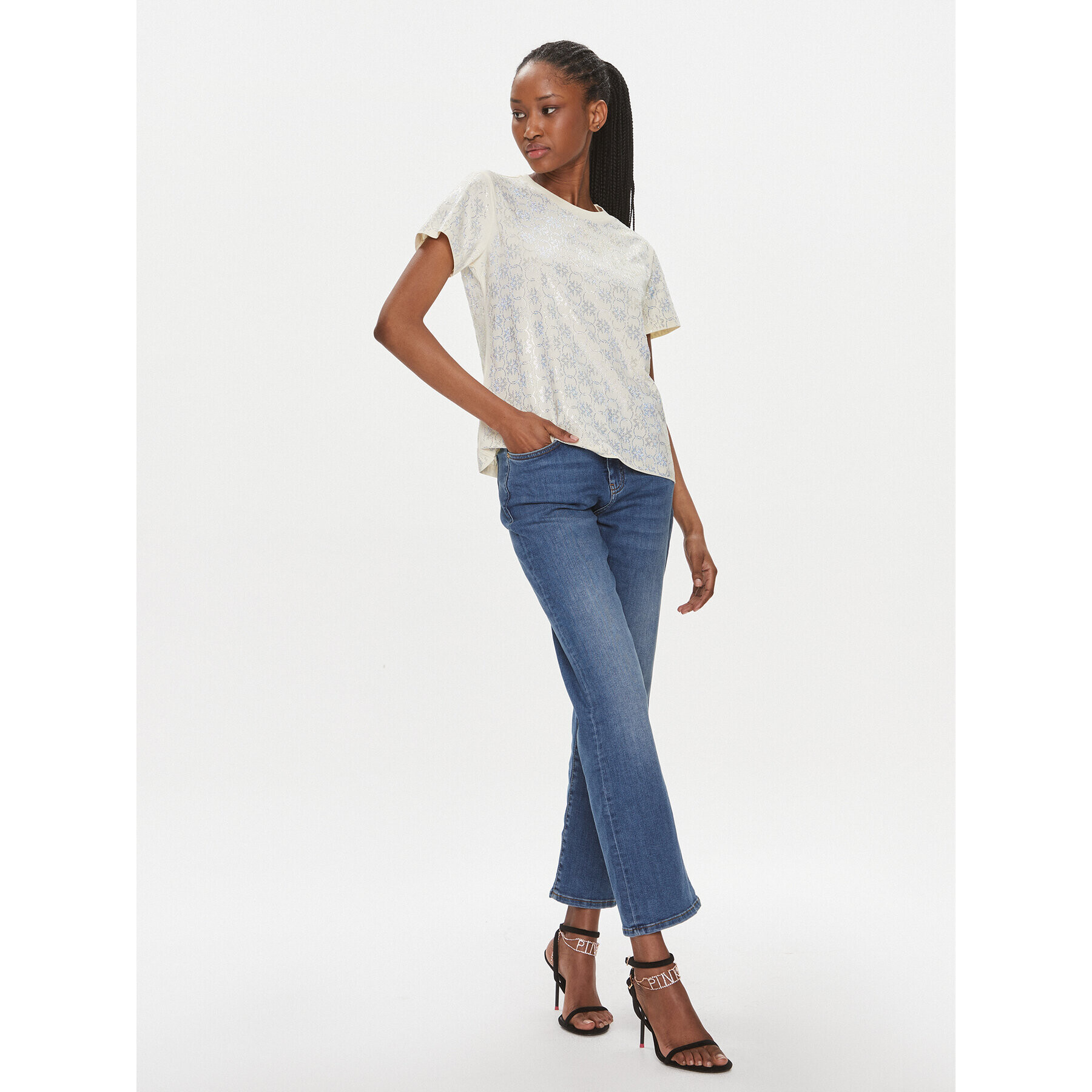 Pinko Тишърт Quentin 100535 A1OS Бежов Regular Fit - Pepit.bg