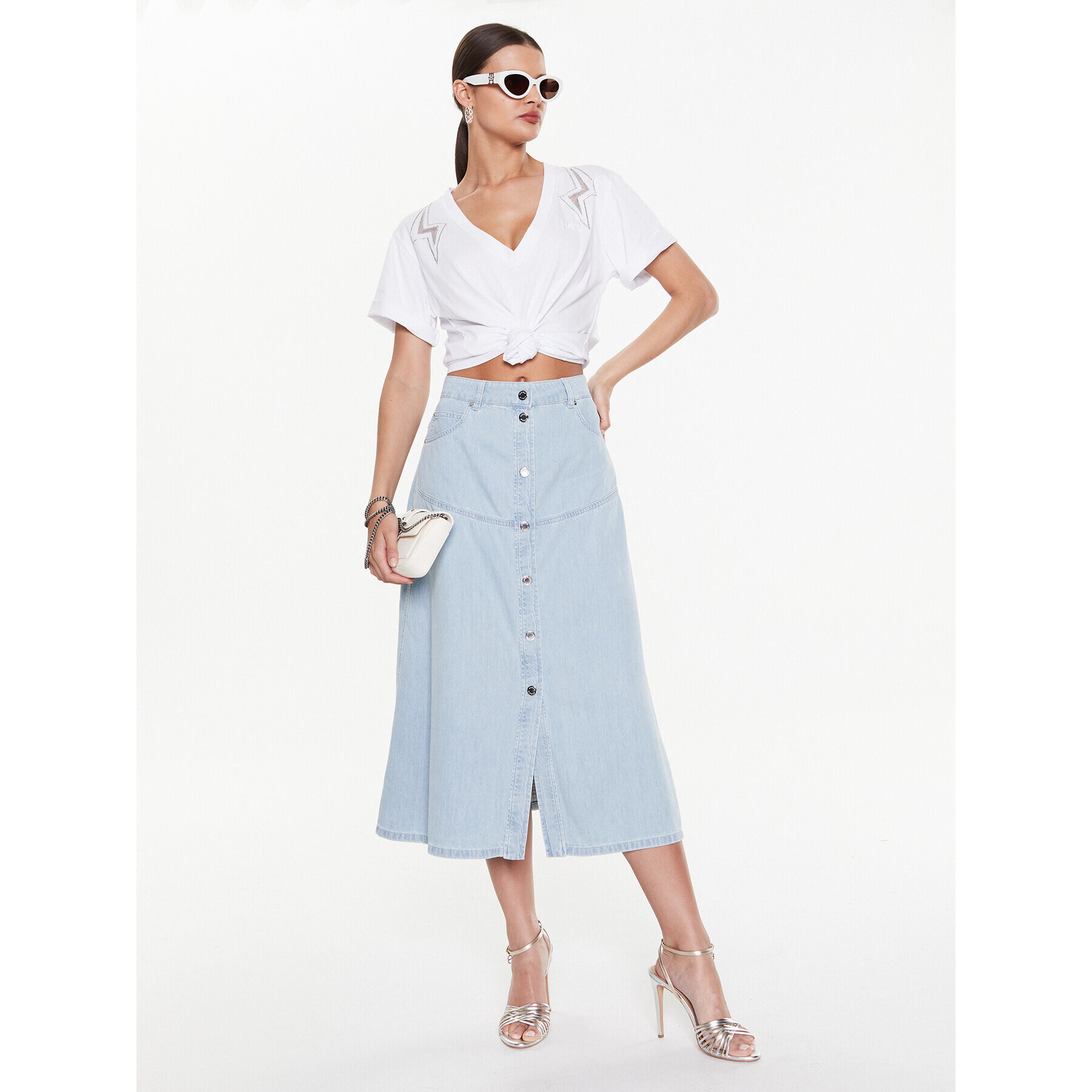 Pinko Тишърт Rugby 100495 A0M7 Бял Regular Fit - Pepit.bg