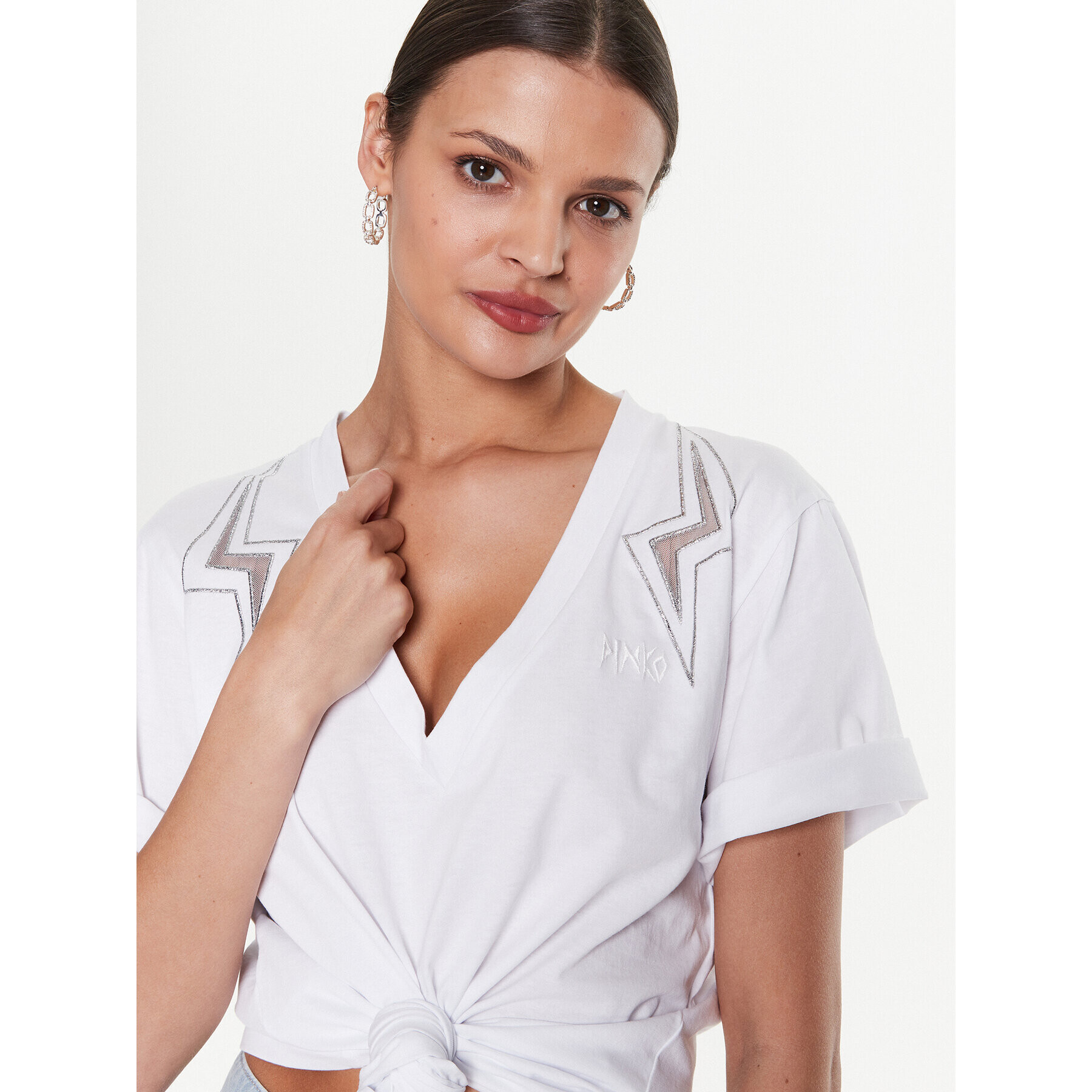 Pinko Тишърт Rugby 100495 A0M7 Бял Regular Fit - Pepit.bg