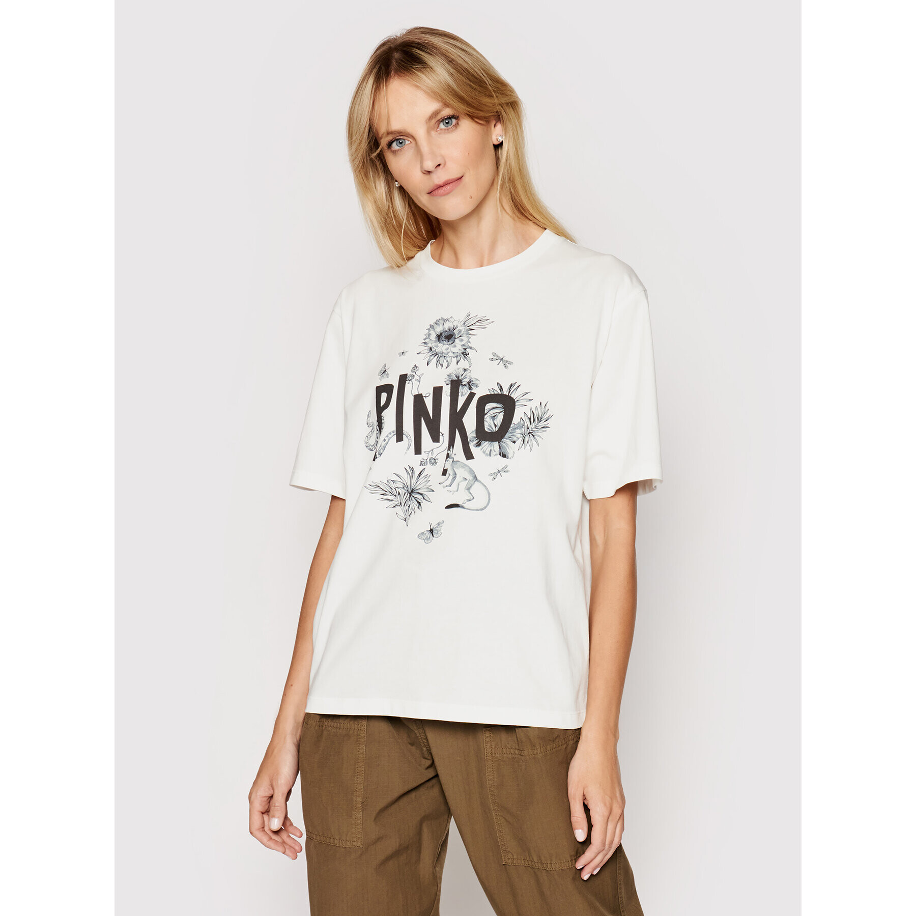 Pinko Тишърт Semplicemente 1N134F Y5BD Бял Regular Fit - Pepit.bg