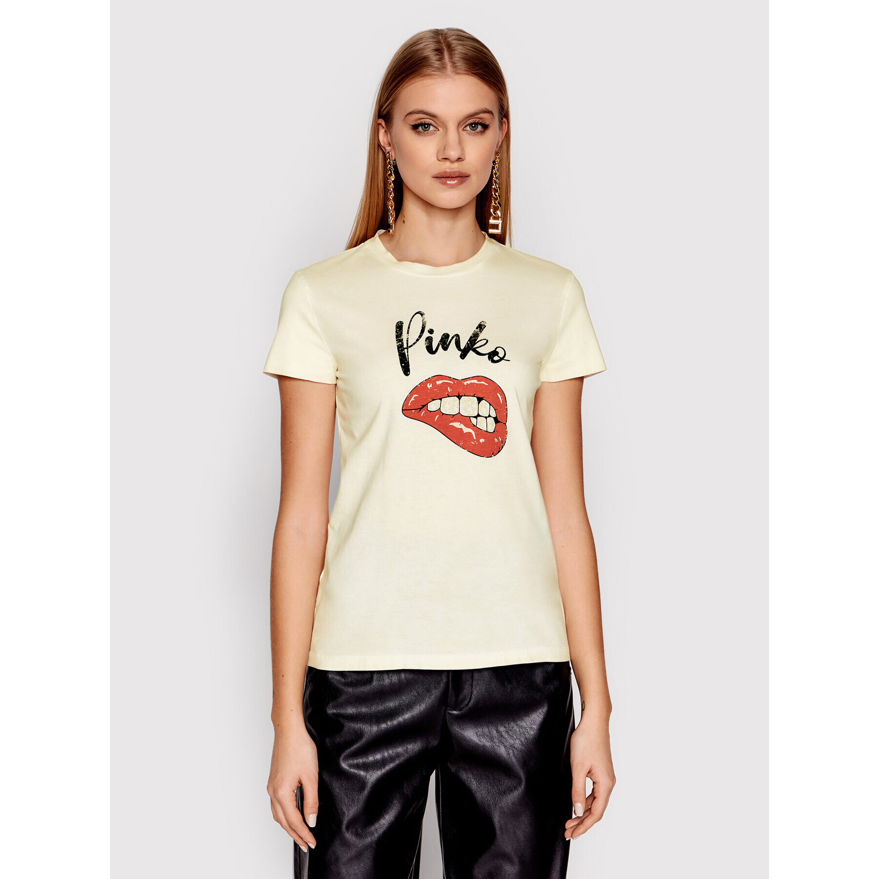 Pinko Тишърт Tolmezzo 1G1728 Y7VA Бежов Regular Fit - Pepit.bg