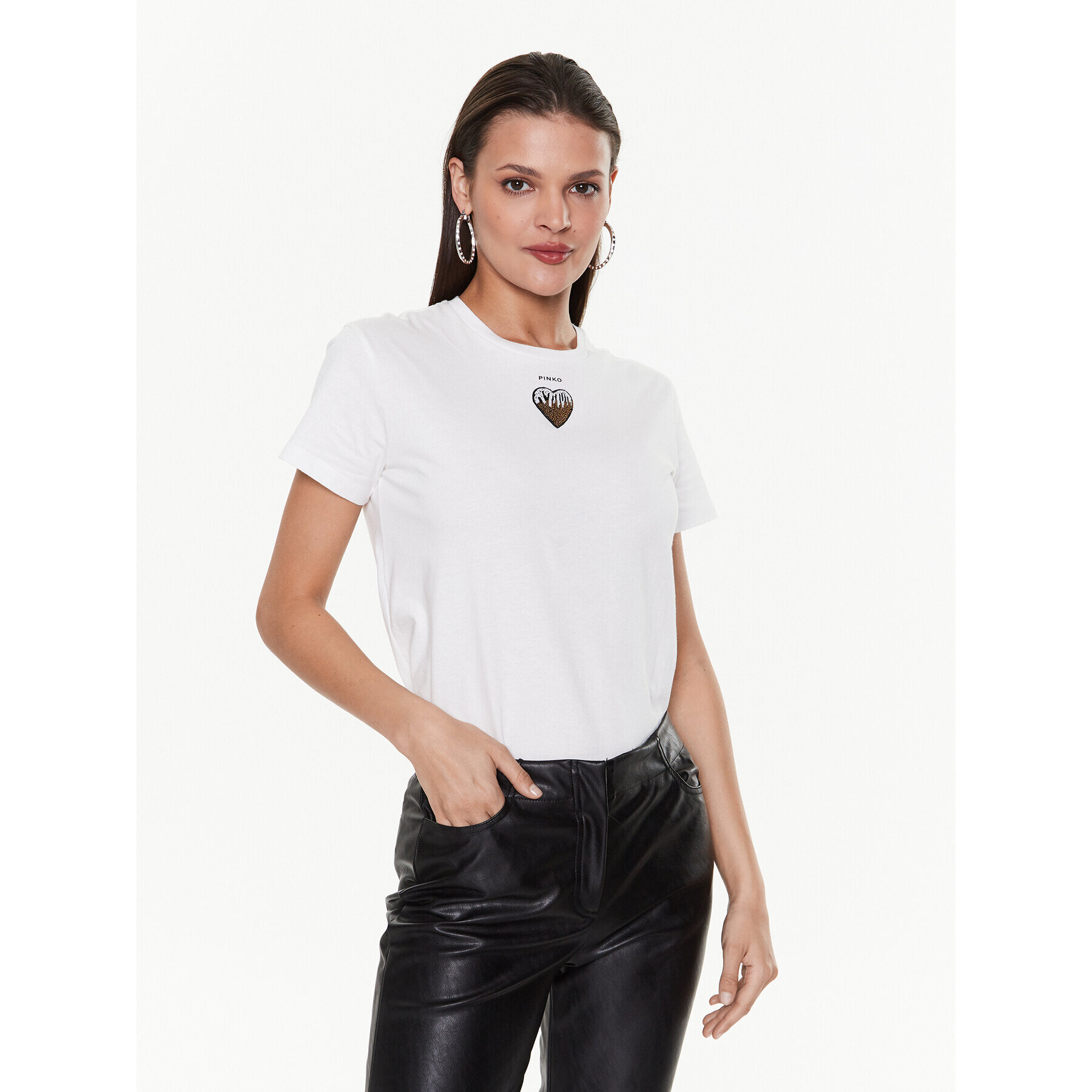 Pinko Тишърт Trapani 100789 A0PS Бял Regular Fit - Pepit.bg