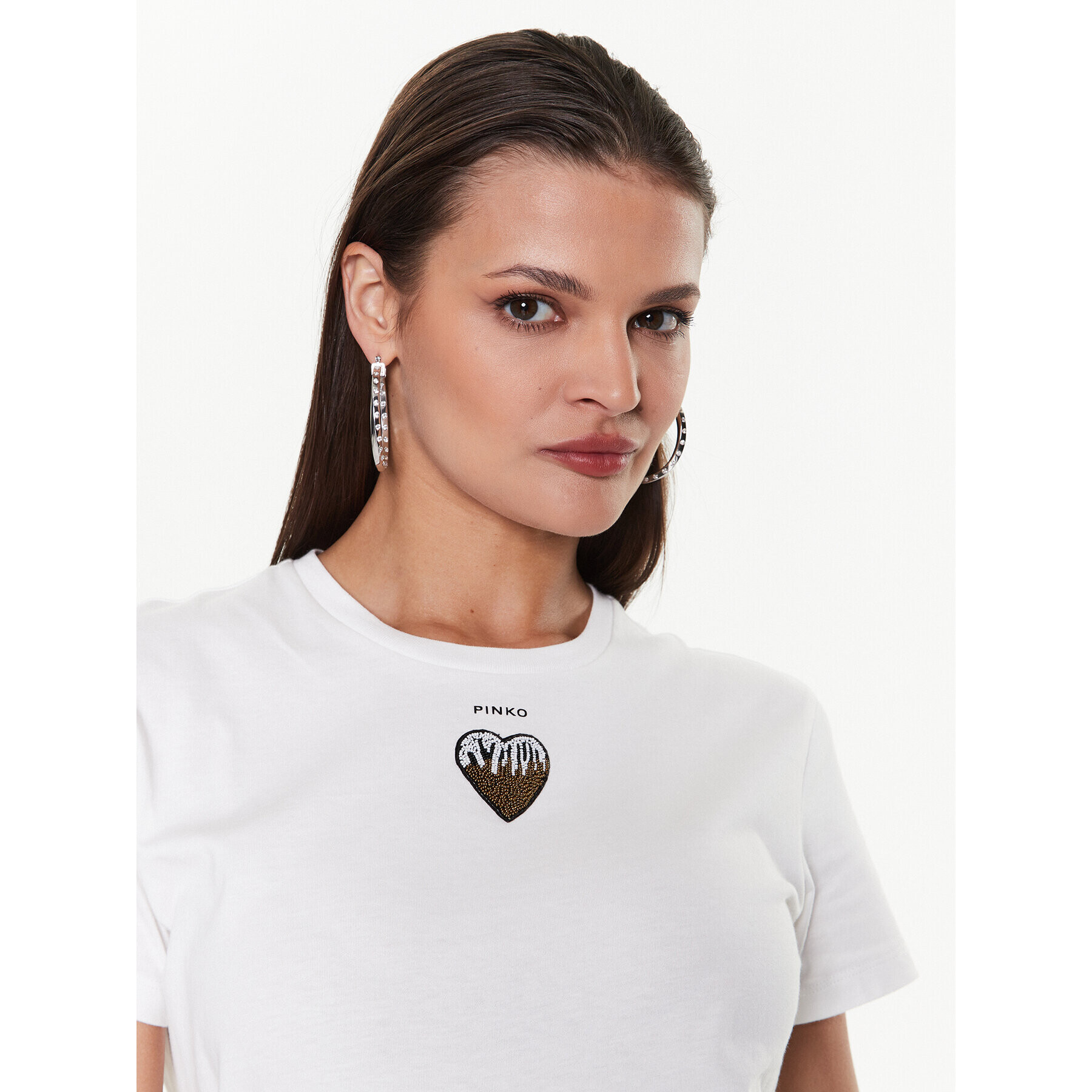 Pinko Тишърт Trapani 100789 A0PS Бял Regular Fit - Pepit.bg