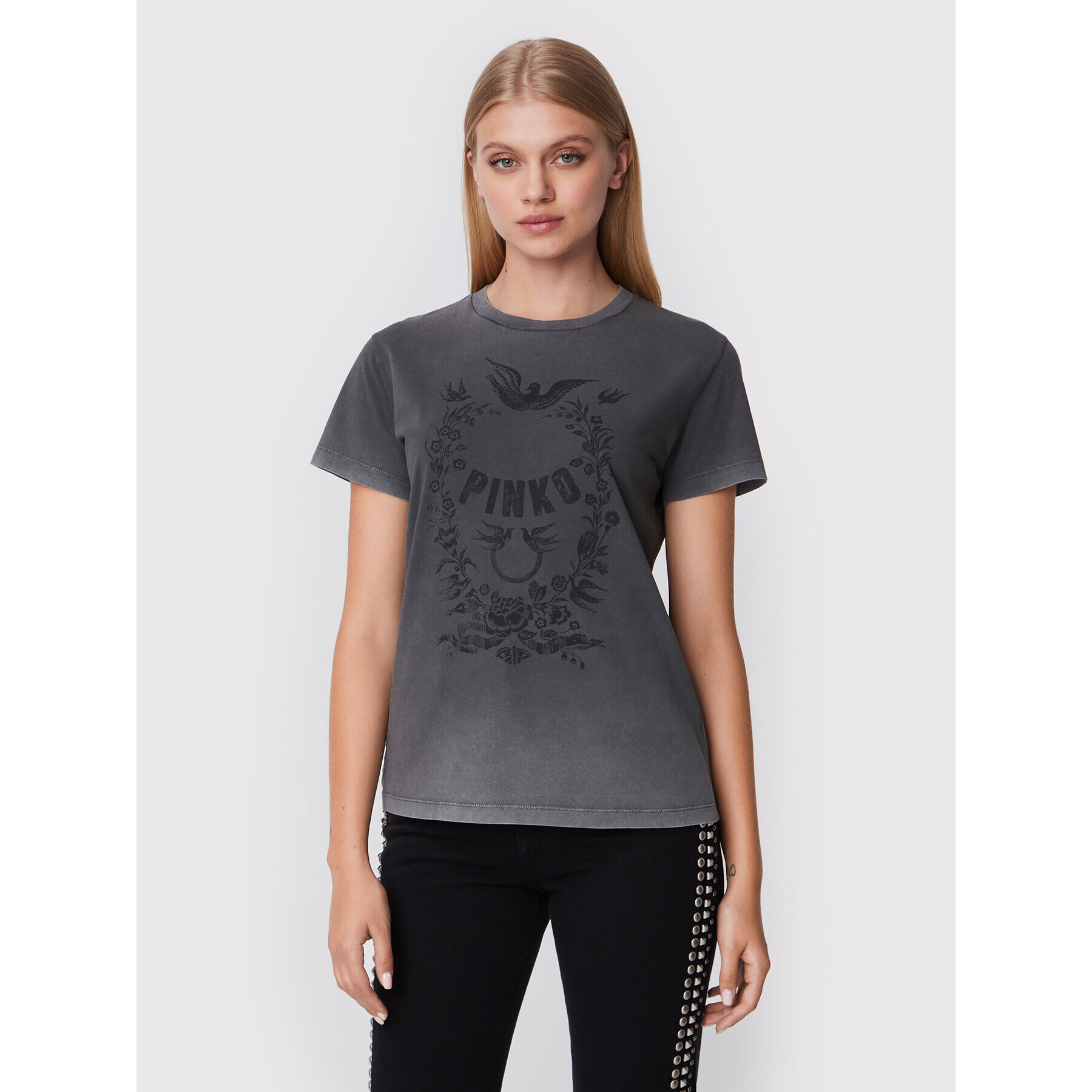 Pinko Тишърт Trixy 1G18H6 Y7WQ Сив Regular Fit - Pepit.bg