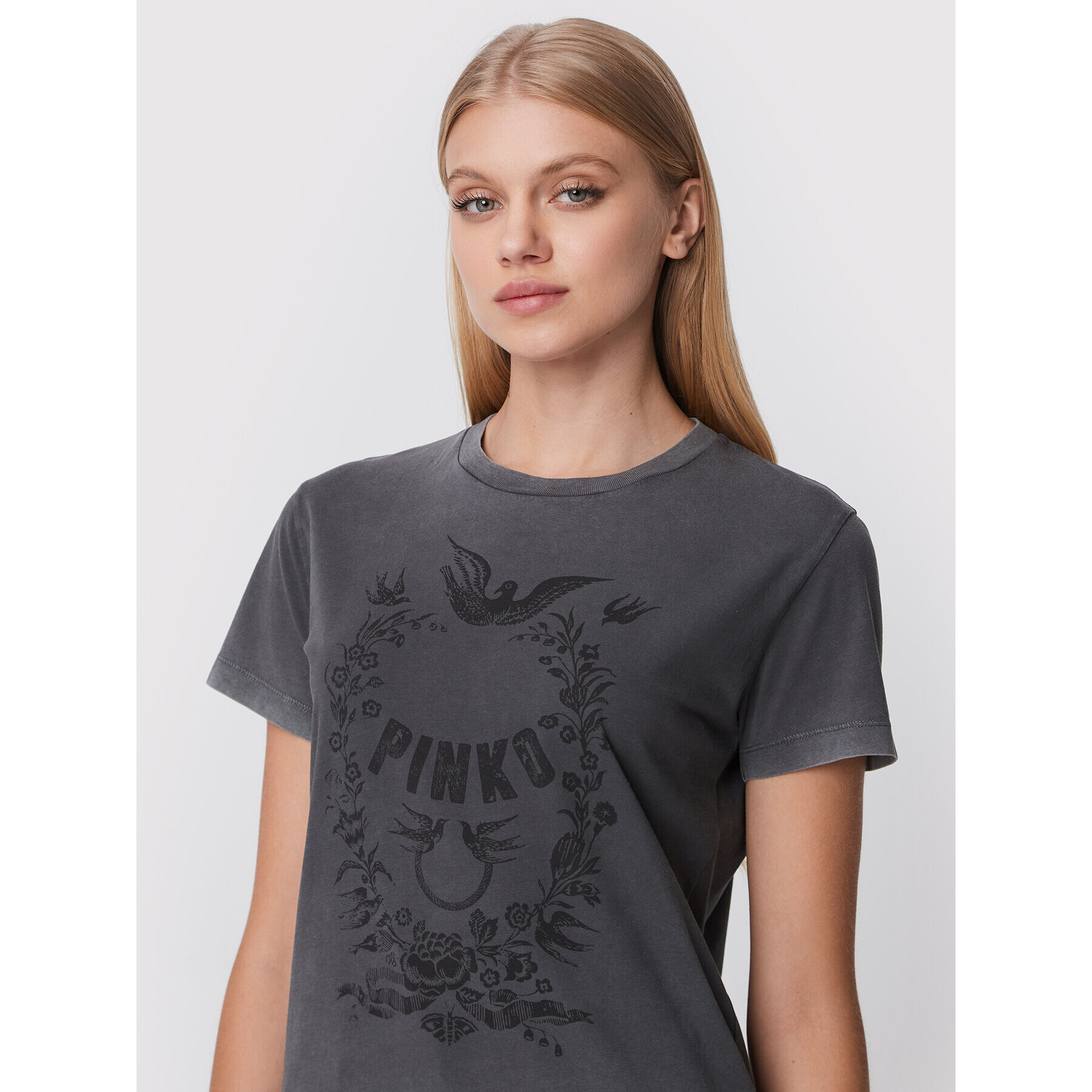 Pinko Тишърт Trixy 1G18H6 Y7WQ Сив Regular Fit - Pepit.bg