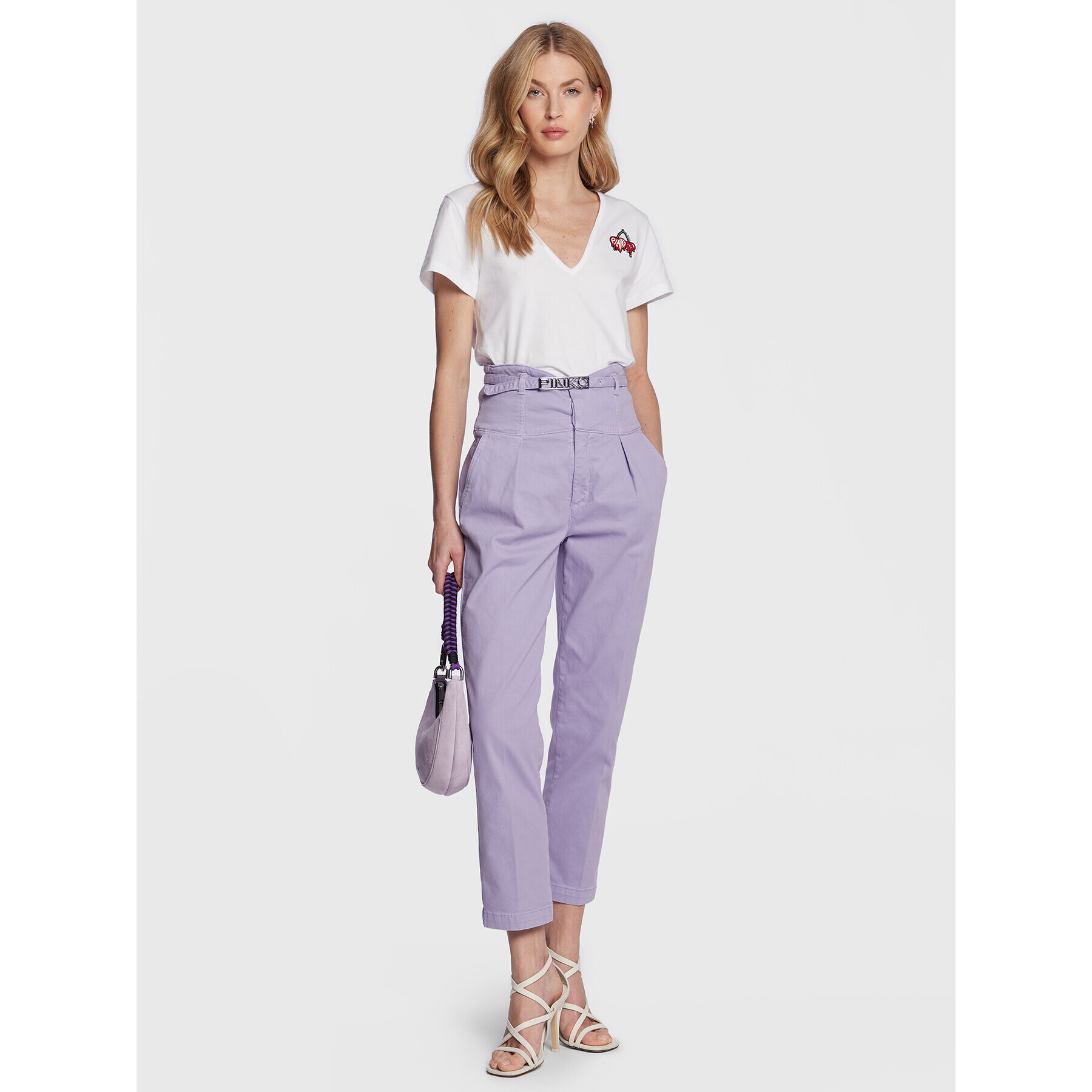 Pinko Тишърт Turbato 100372 A0U3 Бял Regular Fit - Pepit.bg
