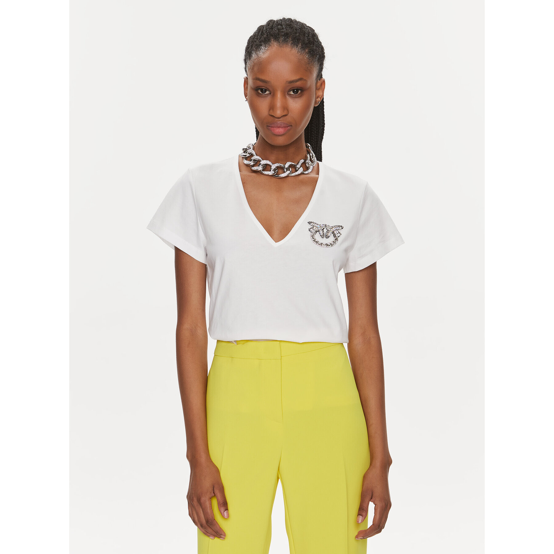 Pinko Тишърт Turbato 100372 A1R7 Бял Regular Fit - Pepit.bg