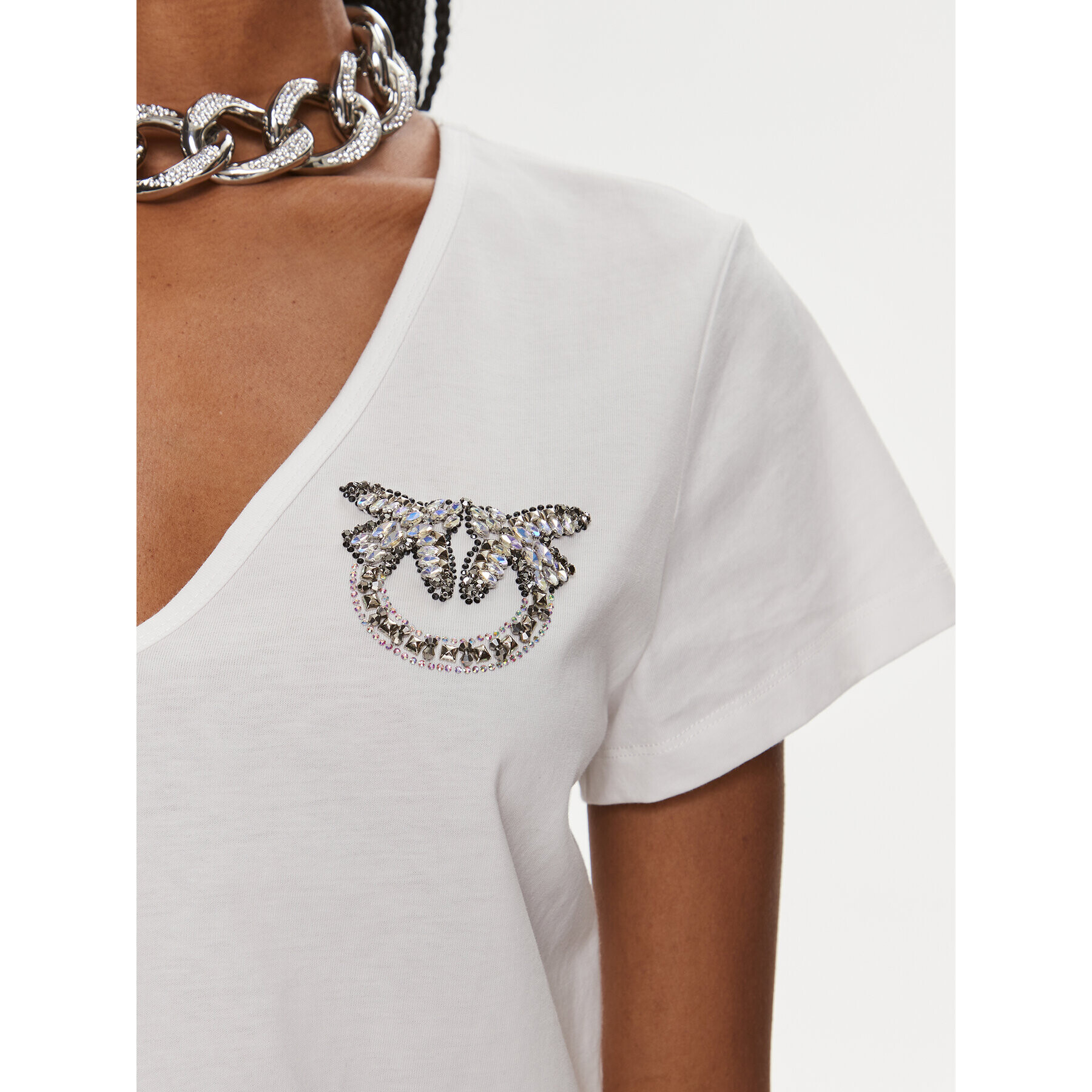 Pinko Тишърт Turbato 100372 A1R7 Бял Regular Fit - Pepit.bg
