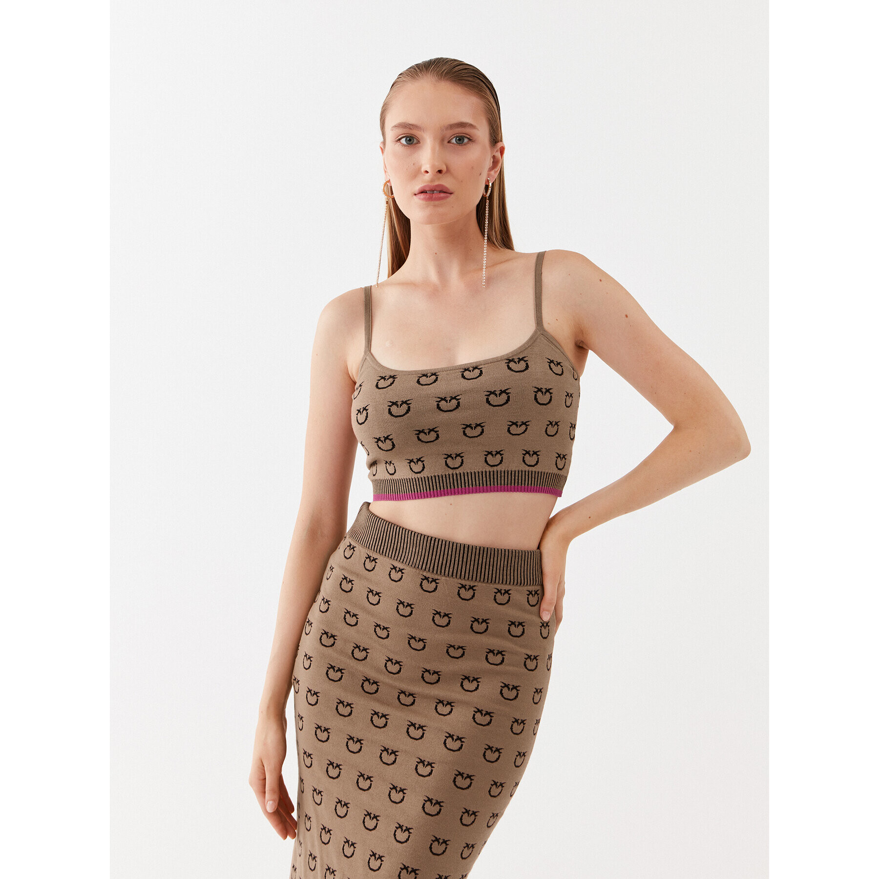 Pinko топ 101564 A112 Бежов Slim Fit - Pepit.bg