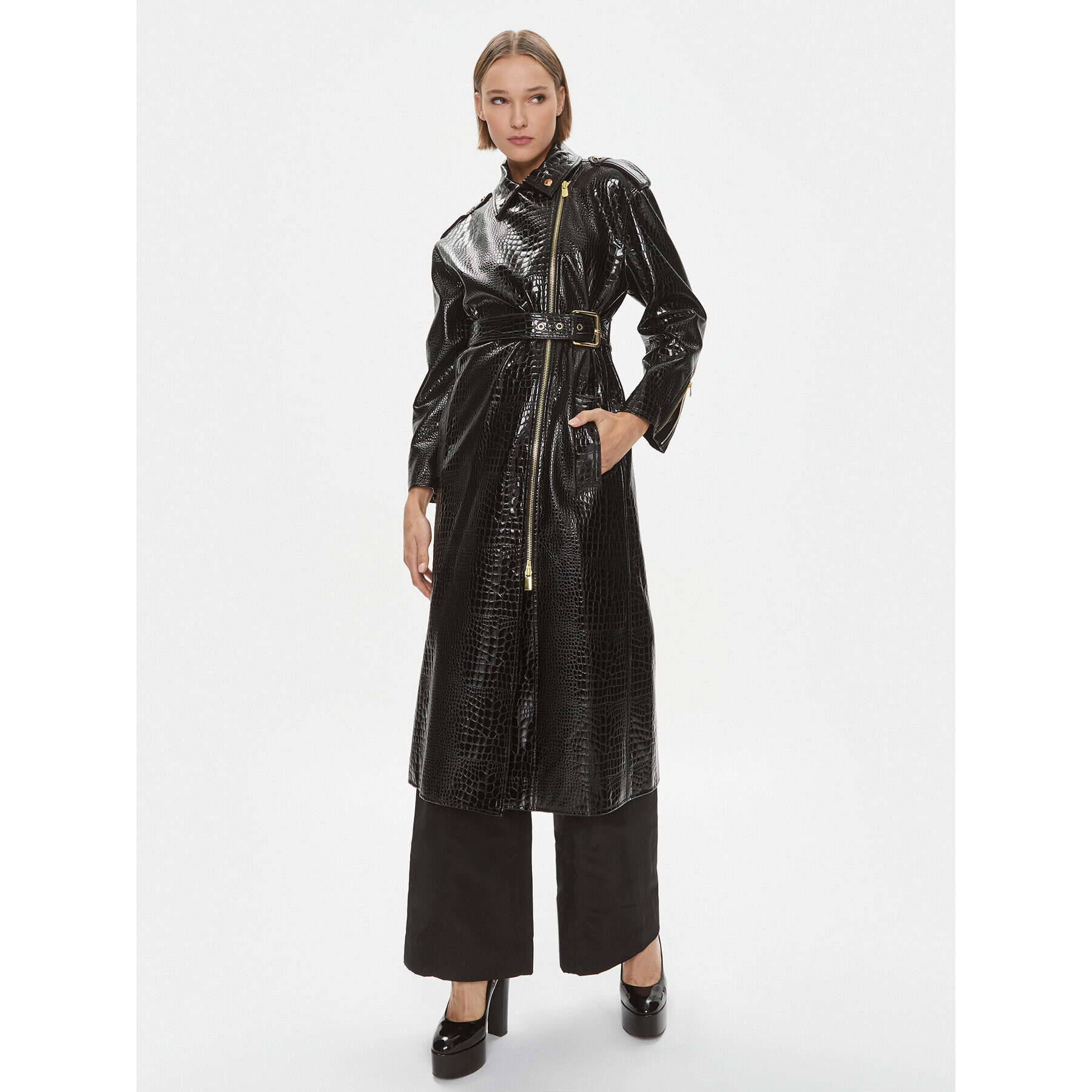 Pinko Тренч Trigun 102163 A1AT Черен Regular Fit - Pepit.bg
