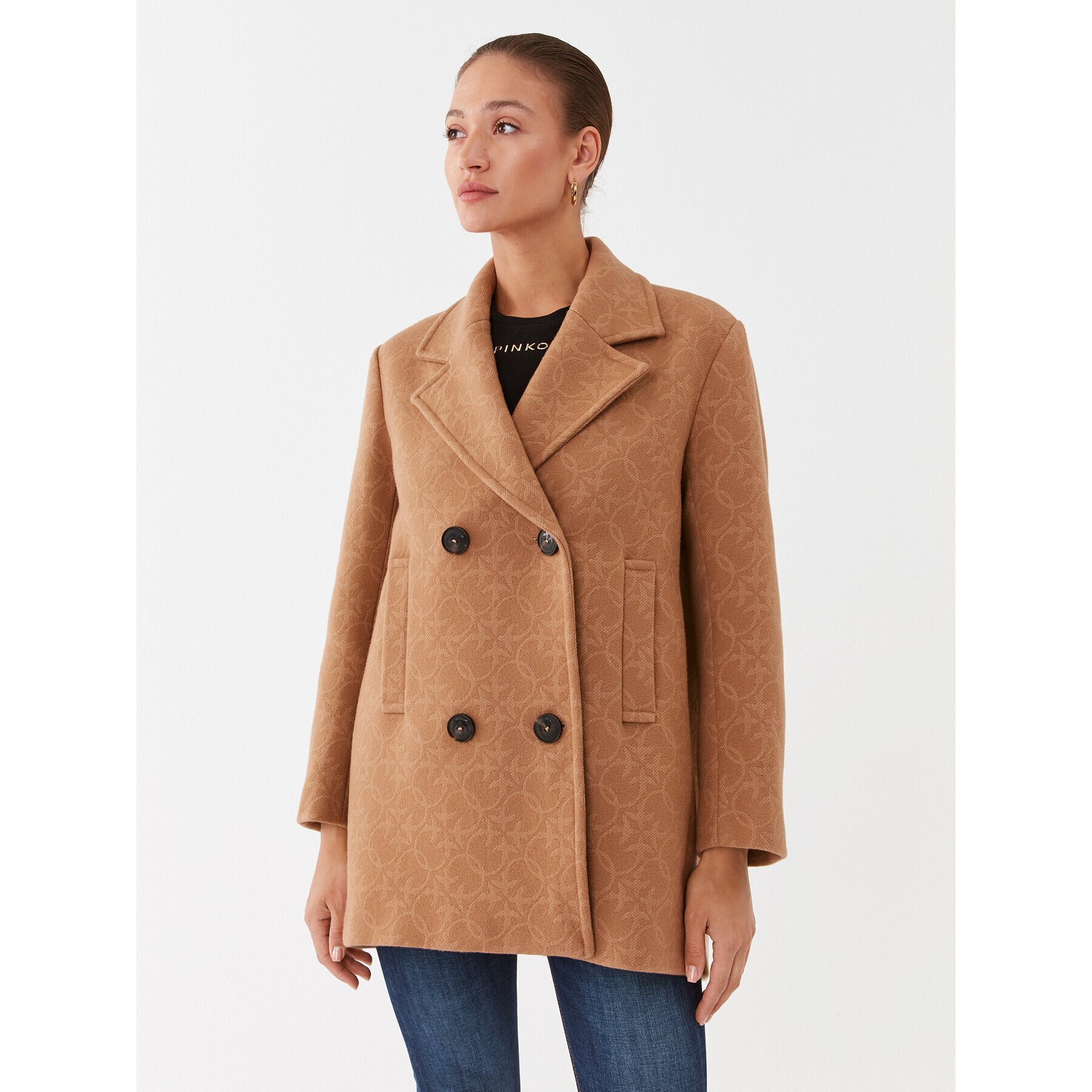 Pinko Вълнено палто 101875 Y82W Кафяв Regular Fit - Pepit.bg