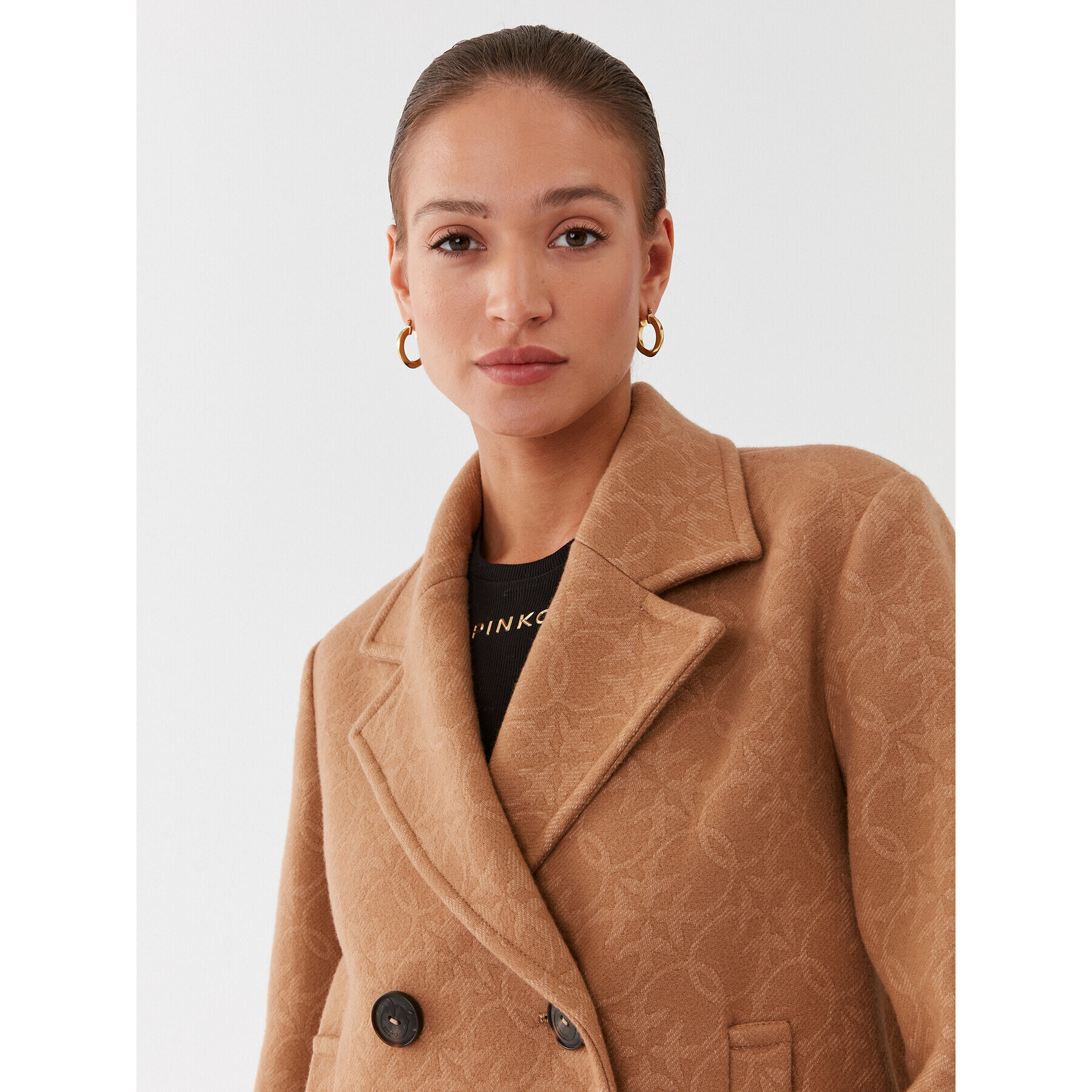 Pinko Вълнено палто 101875 Y82W Кафяв Regular Fit - Pepit.bg