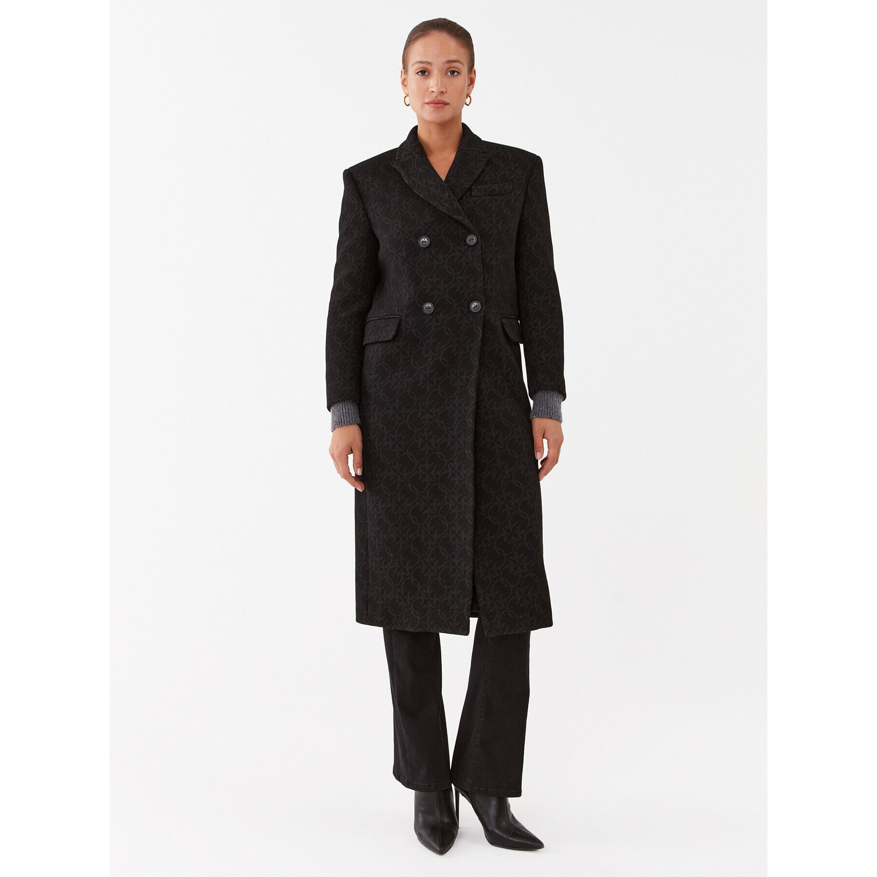 Pinko Вълнено палто Emule 101874 Y82W Черен Regular Fit - Pepit.bg