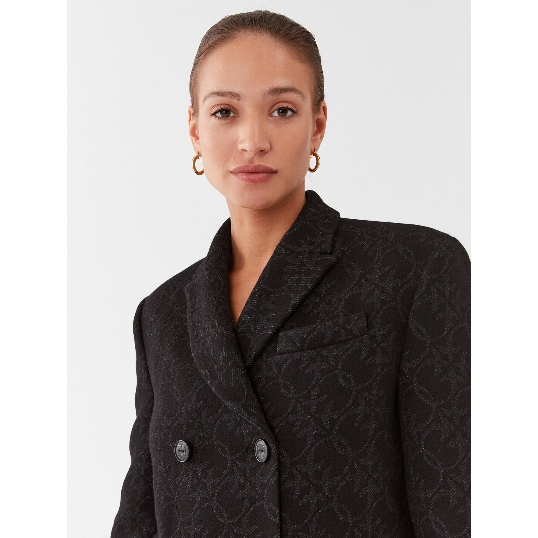 Pinko Вълнено палто Emule 101874 Y82W Черен Regular Fit - Pepit.bg