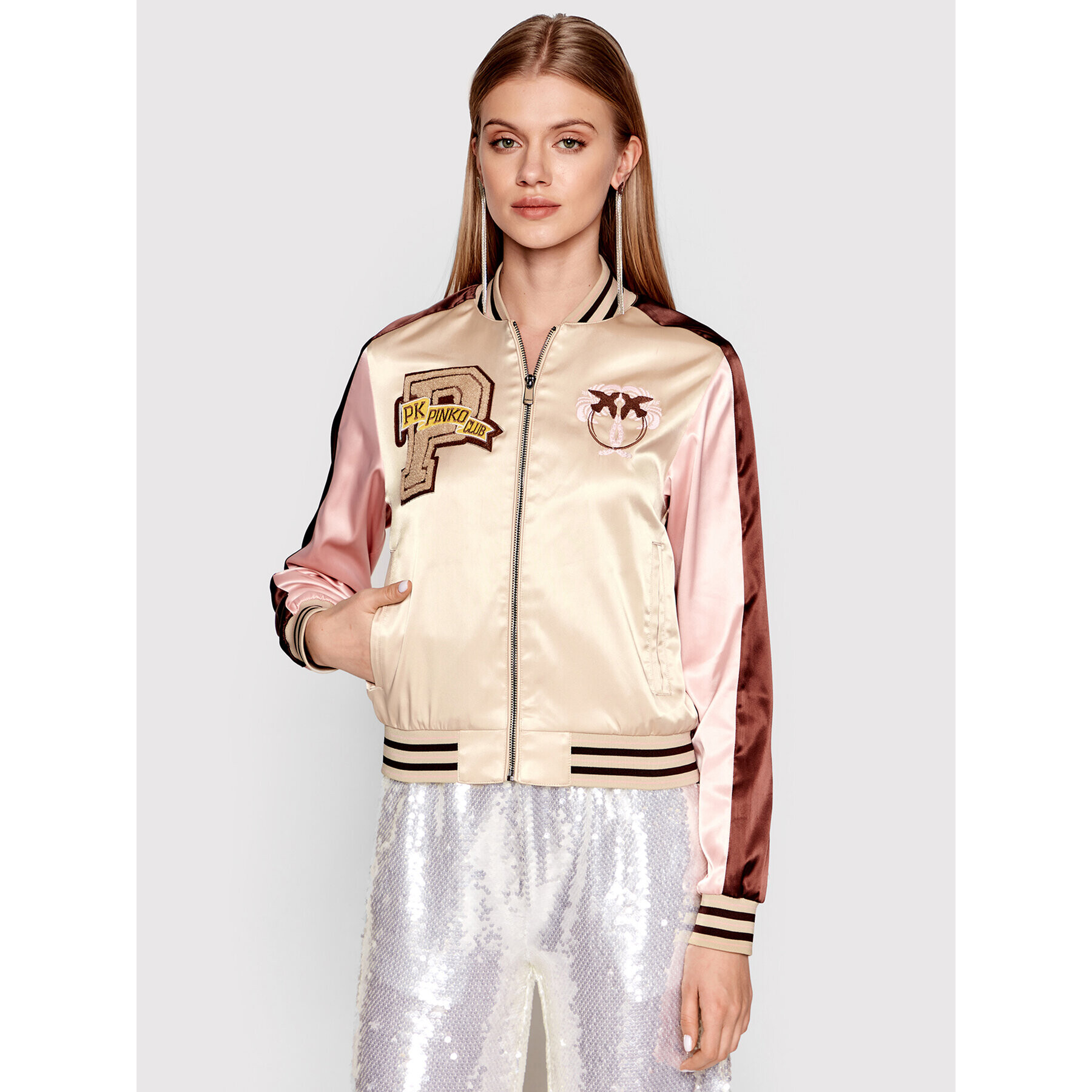Pinko Яке бомбър Bondeno 1G17EH Y7YS Бежов Regular Fit - Pepit.bg